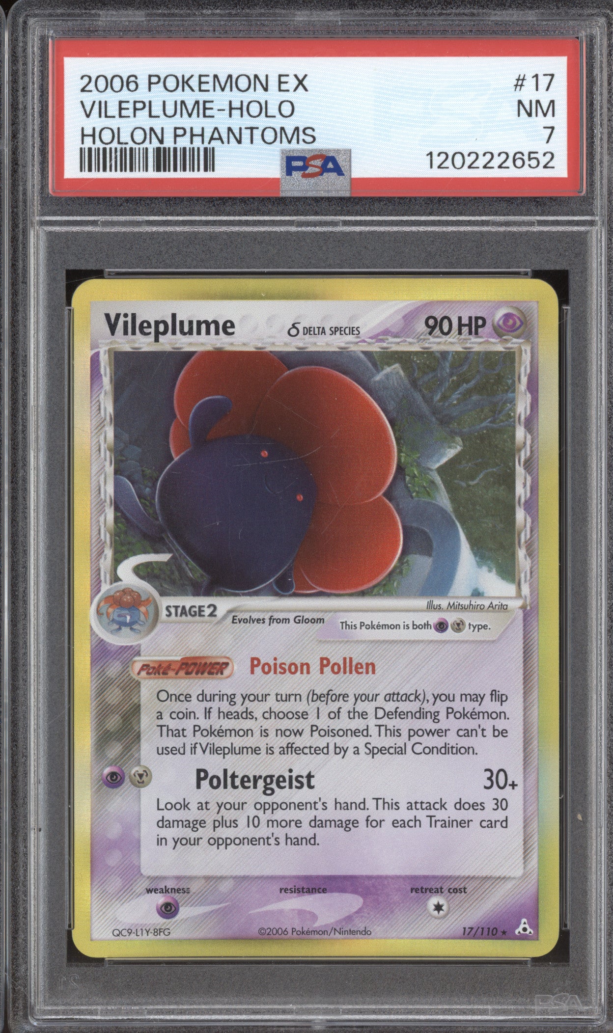 Vileplume 2006 Pokemon EX Holon Phantoms 17/110 Reverse Holo PSA 7