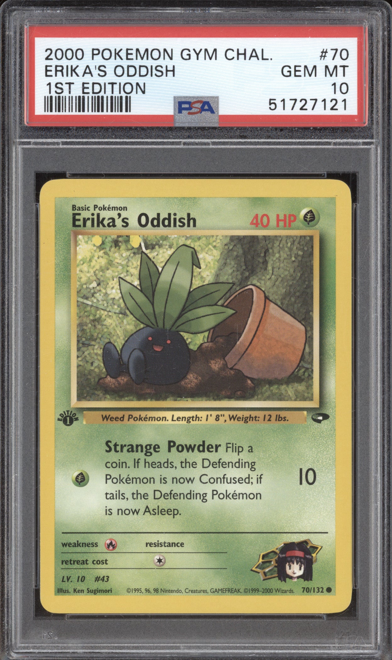 Erika's Oddish 2000 Pokemon Gym Challenge 70/132 1st Edition PSA 10