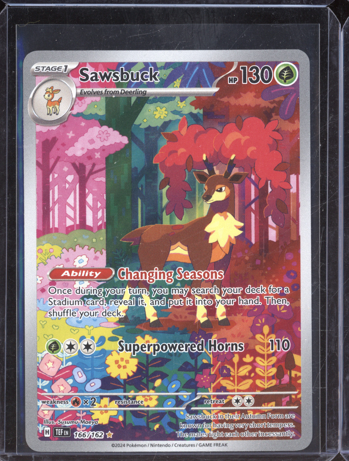 Sawsbuck 2024 Pokemon Temporal Forces TEF 166/162 Illustration Rare
