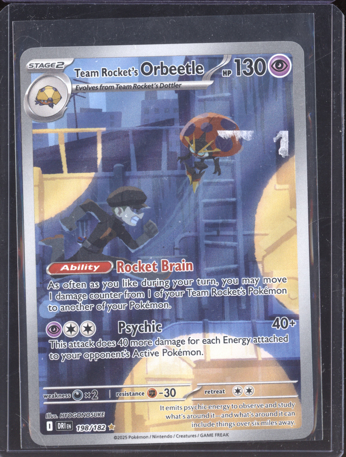 2025 Pokemon Destined Rivals 198/182 Team Rocket's Orbeetle Illustration Rare