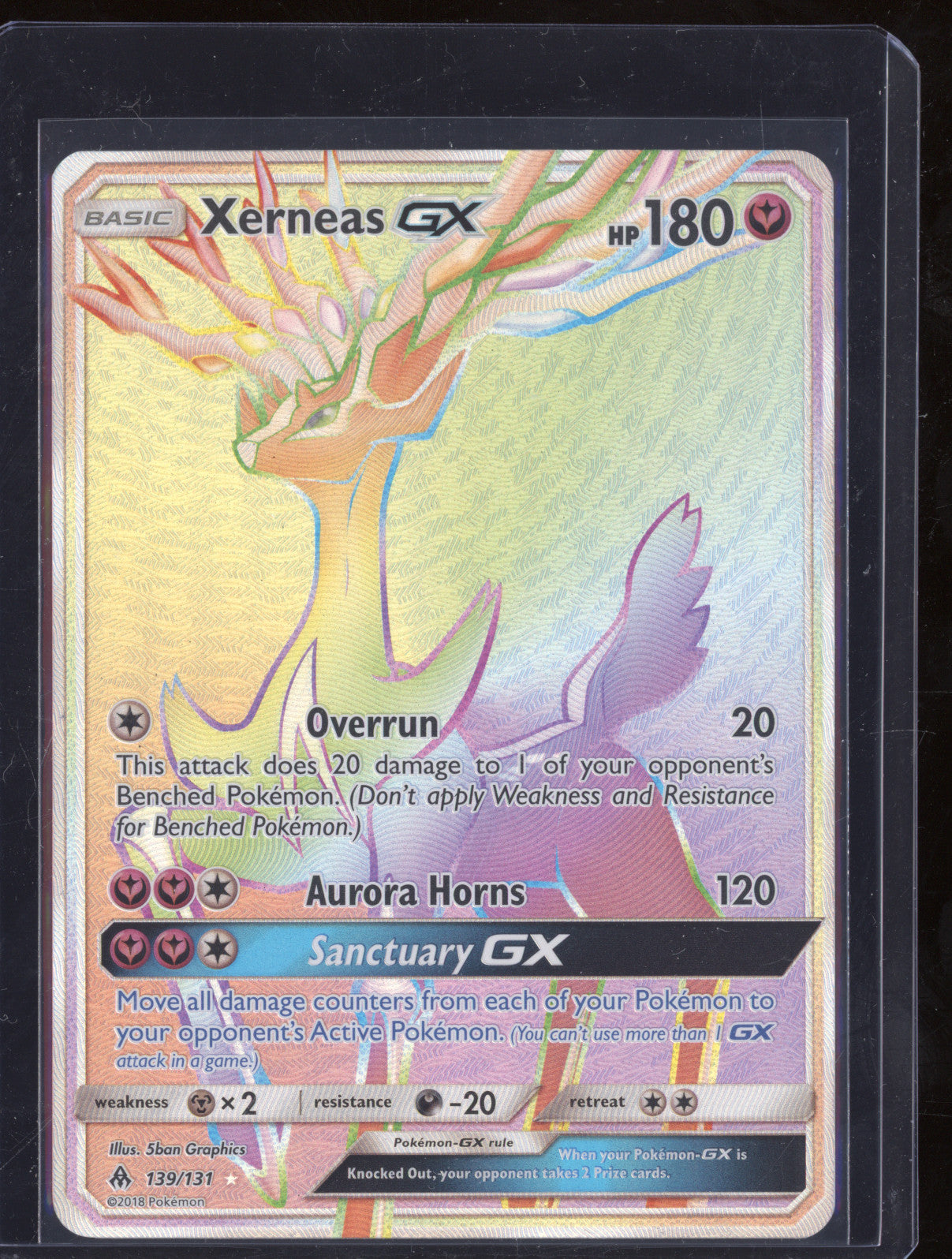 2018 Pokemon Forbidden Light 139/131 Xerneas GX Rainbow Secret Rare