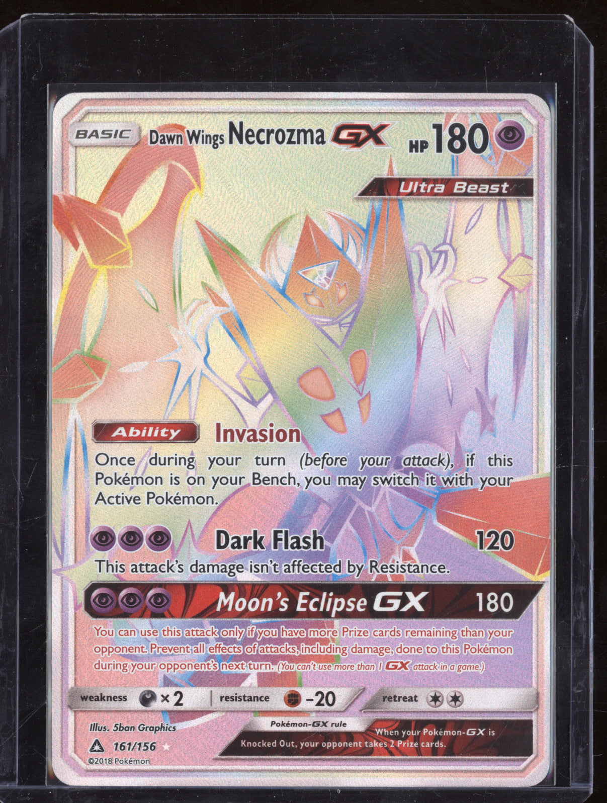 2018 Pokemon Ultra Prism 161/156 Dawn Wings Necrozma GX Secret Rare