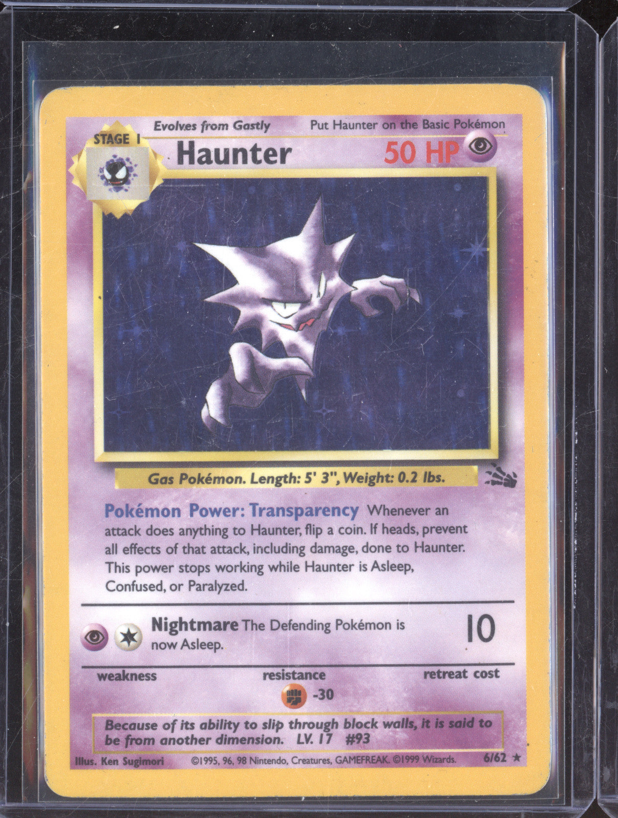 Haunter 1999 Pokemon Fossil 6/62 Holo Rare