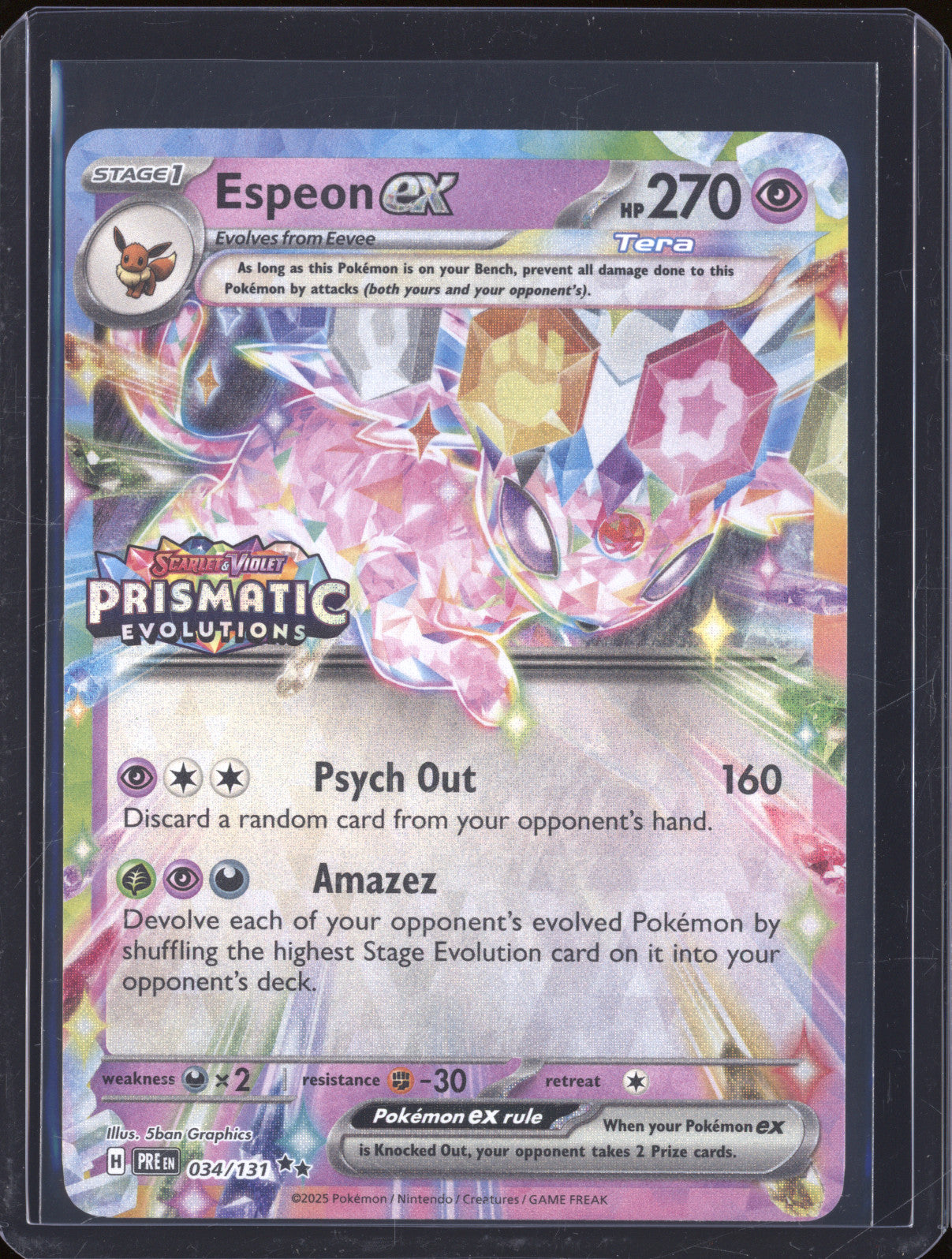 Espeon ex Pokemon Prismatic Evolutions PRE 034/131 Prismatic Stamp Surprise Box