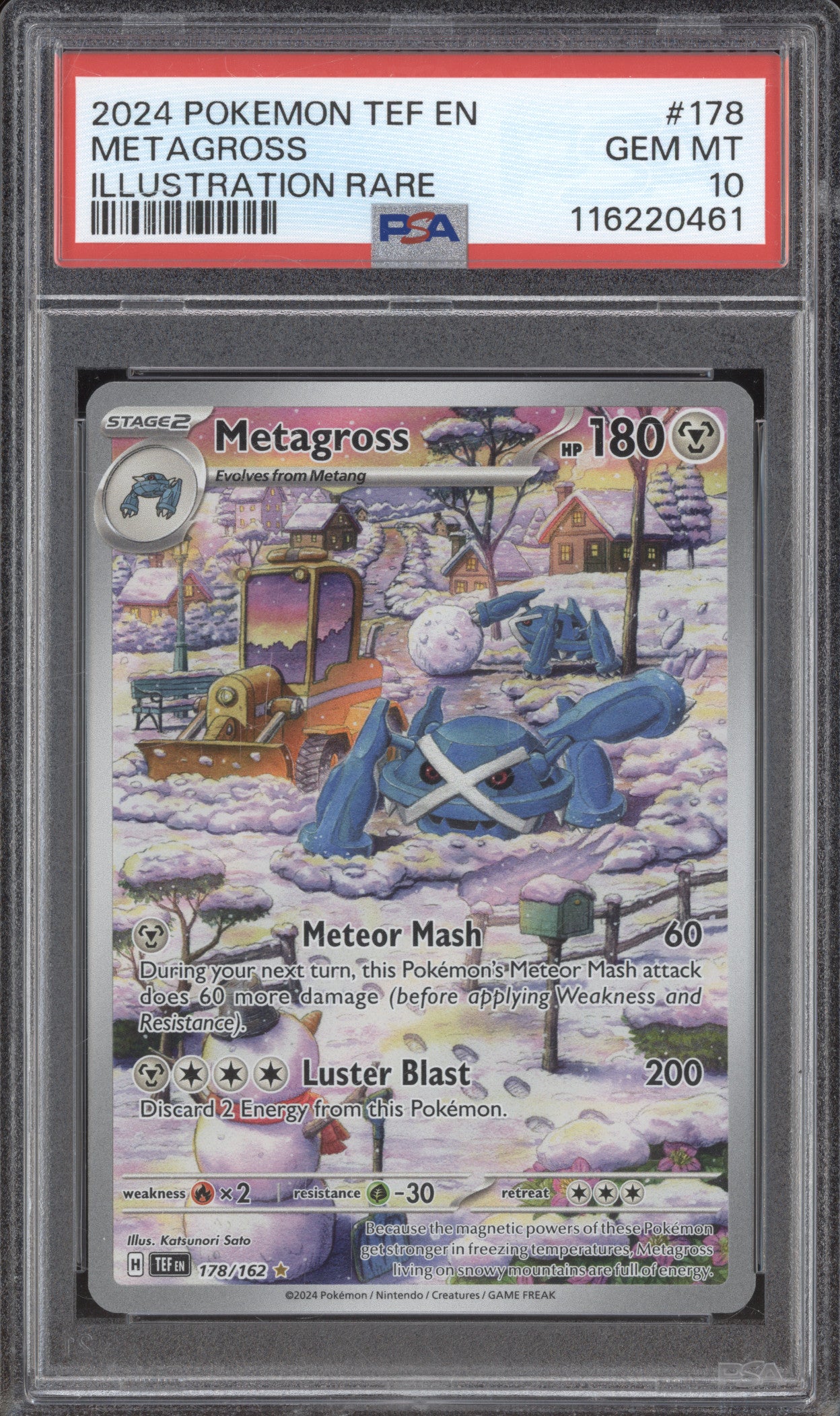 Metagross 2024 Pokemon Temporal Forces TEF 178/162 Illustration Rare PSA 10