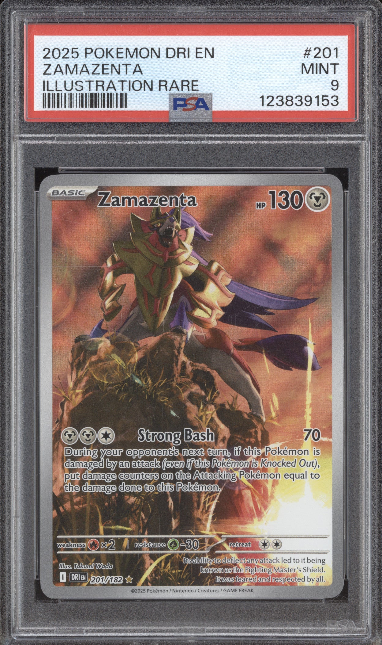 Zamazenta 2025 Pokemon Destined Rivals DRI 201/182 Illustration Rare PSA 9