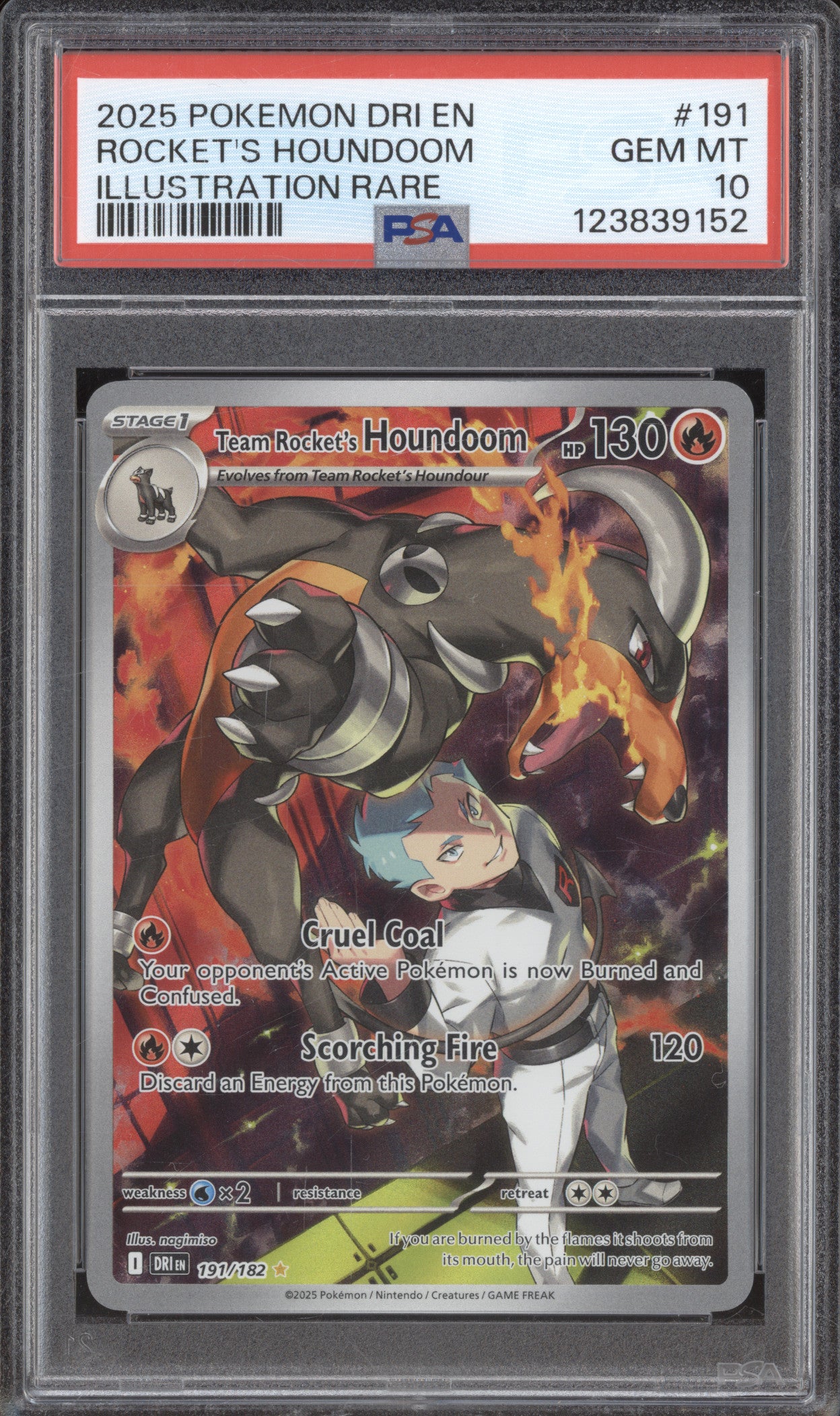 Team Rocket's Houndoom Pokemon Destined Rivals DRI 191/182 Illustration PSA 10