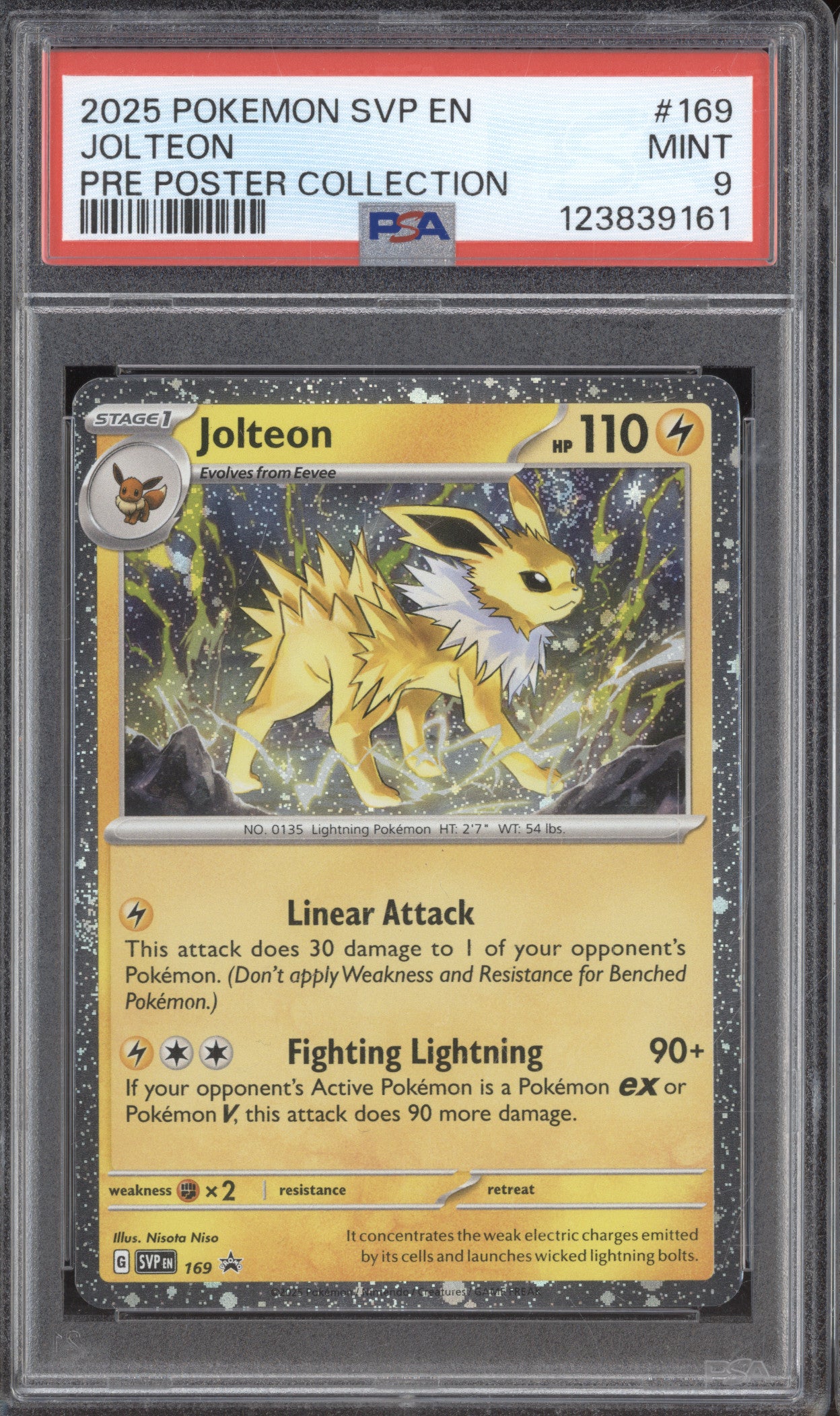 Jolteon 2025 Pokemon Prismatic Evolutions SVP 169 Poster Collection Promo PSA 9