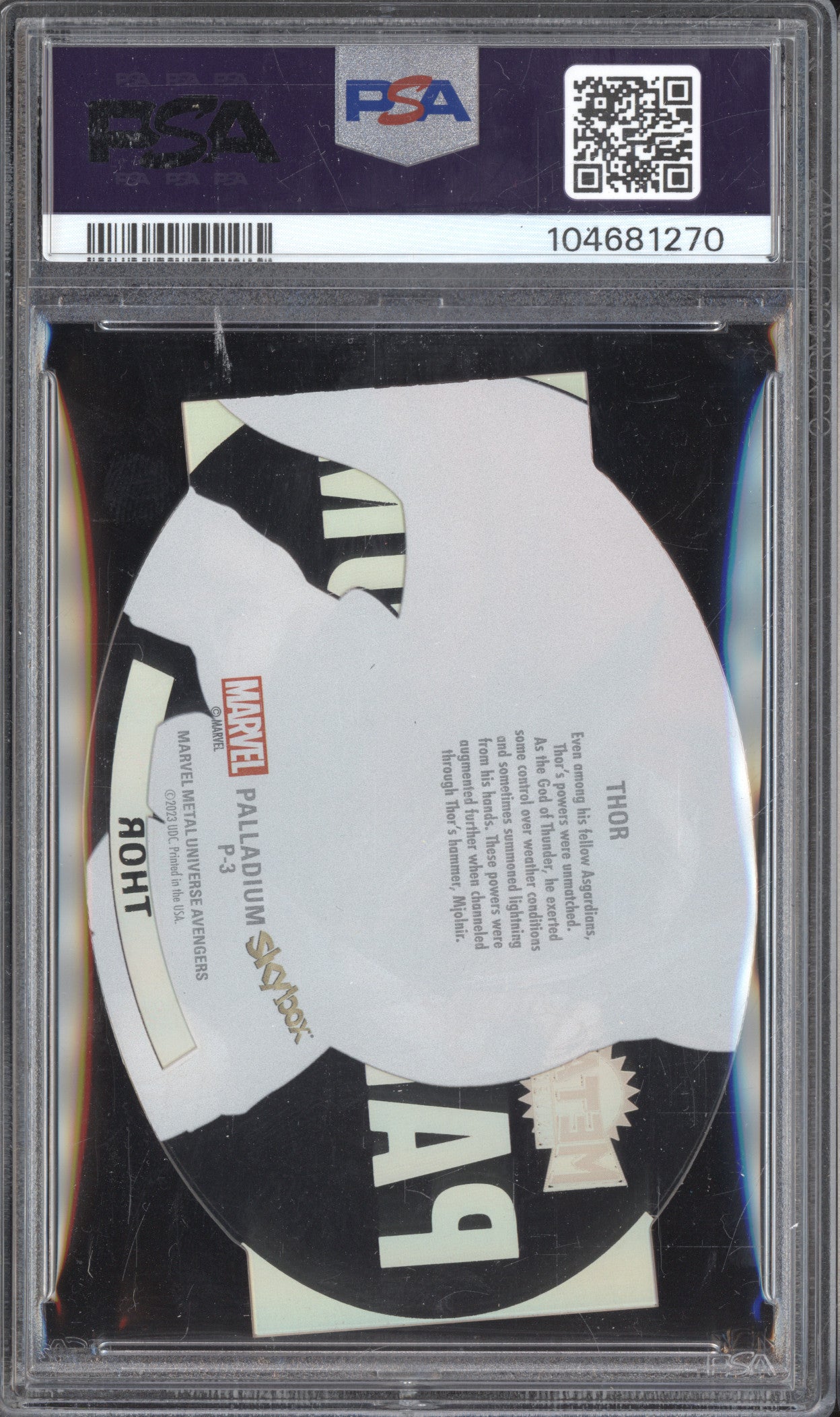 Thor 2024 Skybox Metal Universe P-3 Palladium PSA 9