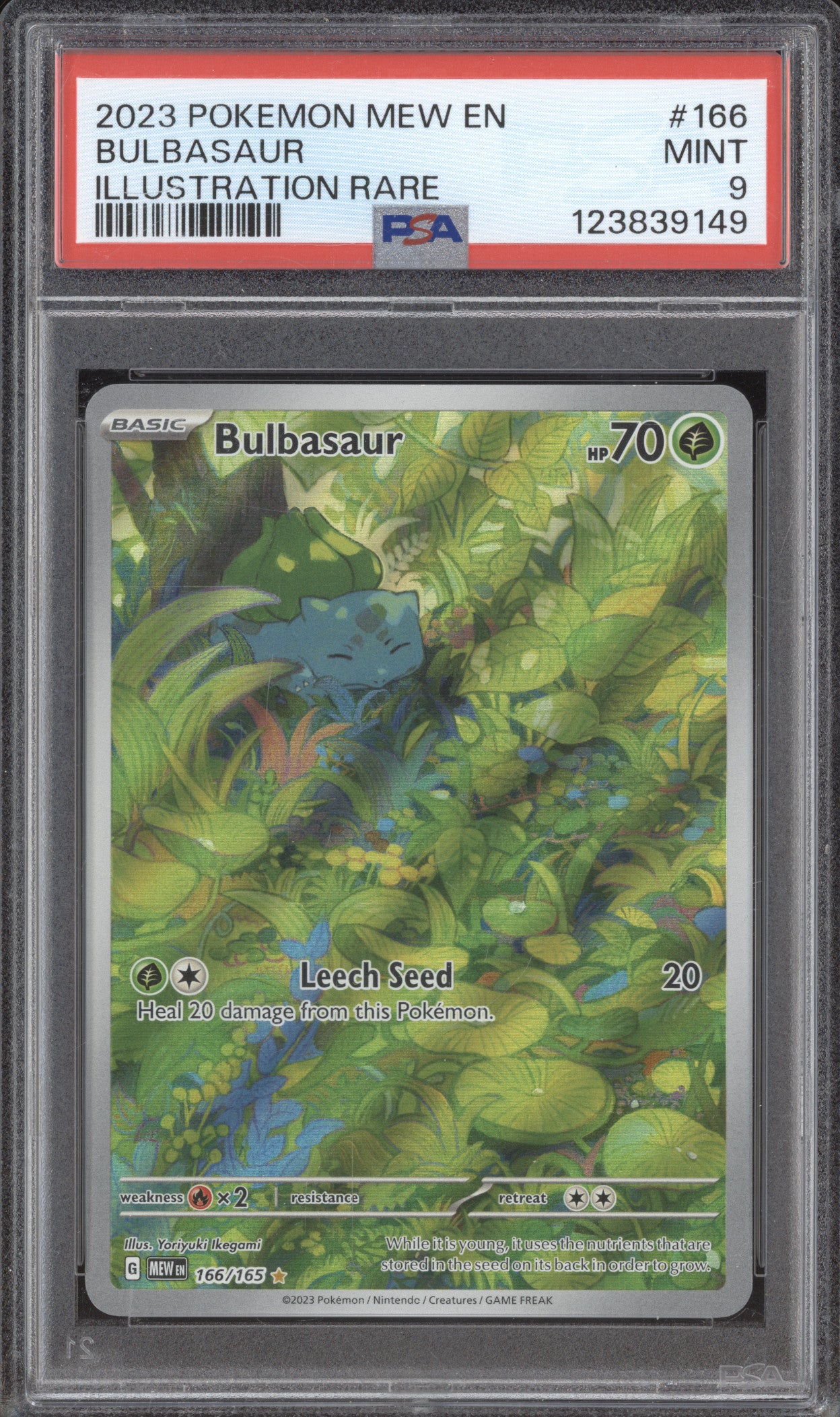 Bulbasaur 2023 Pokemon 151 166/165 Illustration Rare PSA 9