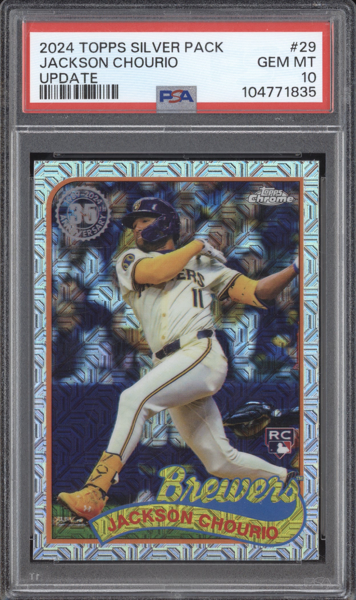 Jackson Chourio 2024 Topps Silver Pack 29 Update RC PSA 10