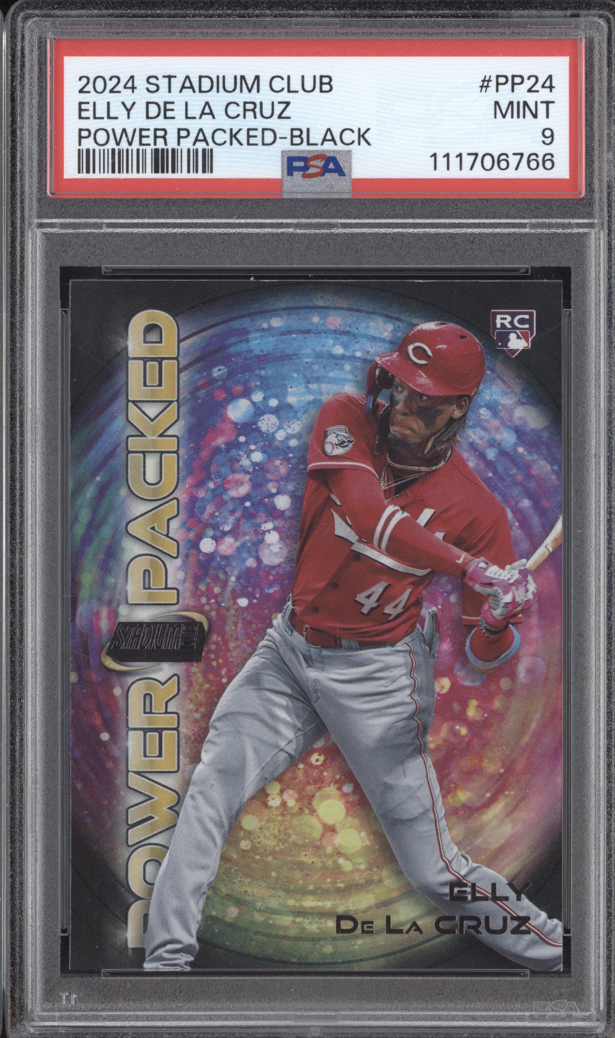 Elly De La Cruz 2024 Topps Stadium Club PP24 Power Packed Black RC 74/99 PSA 9