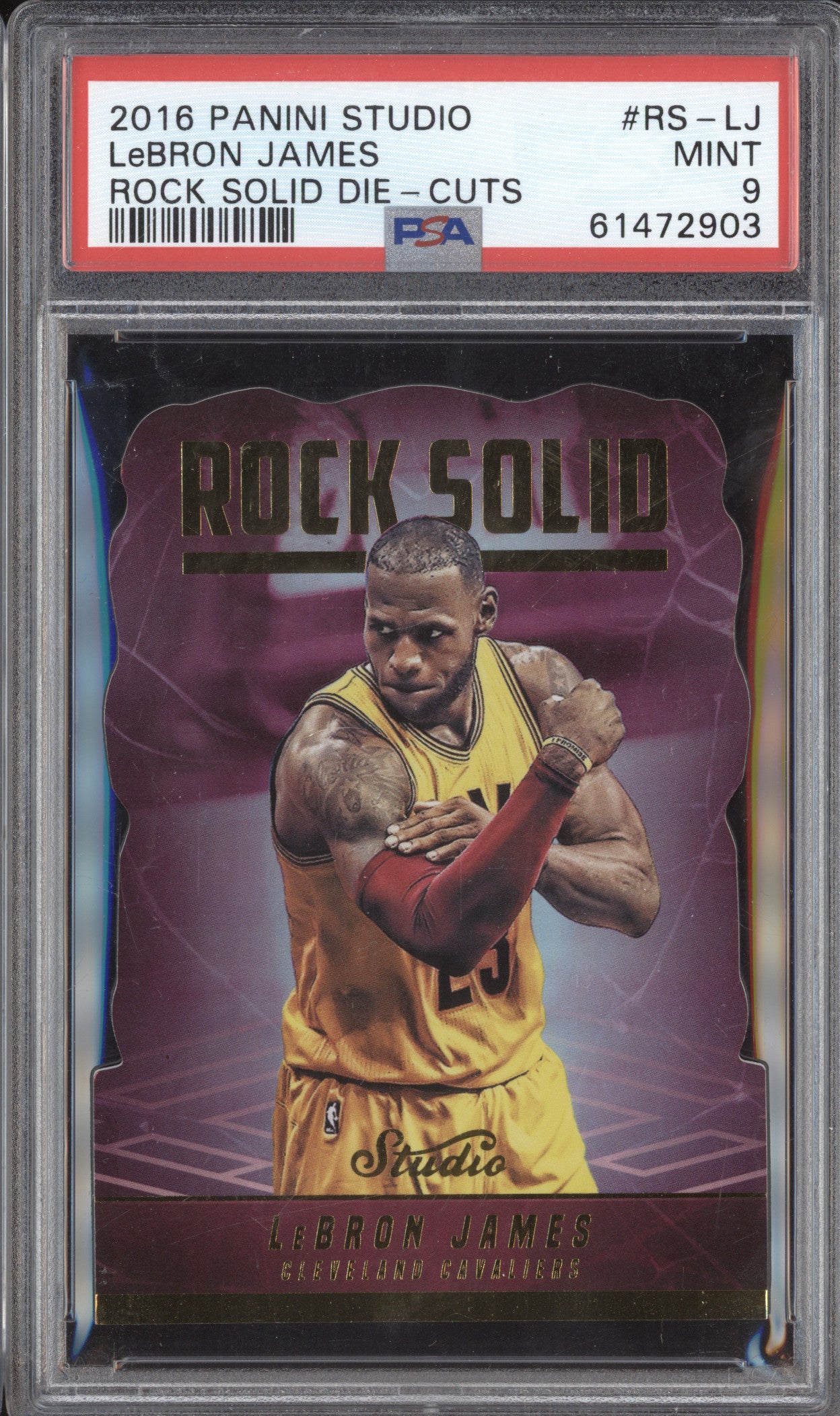LeBron James 2016-17 Panini Studio RS-LJ Rock Solid Die Cuts PSA 9