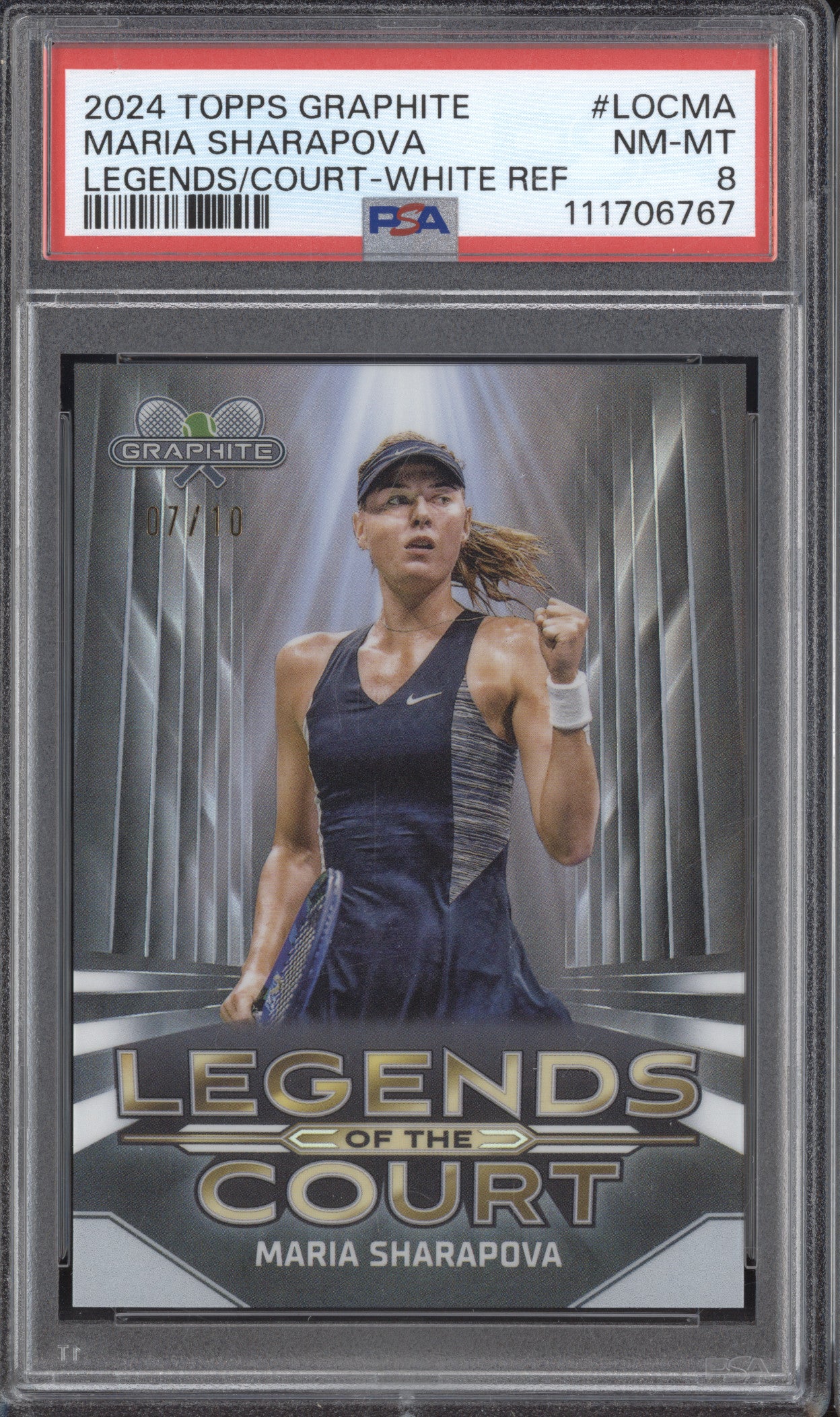 Maria Sharapova 2024 Topps Graphite LOC-MA Legends of the Court White 7/10 PSA 8