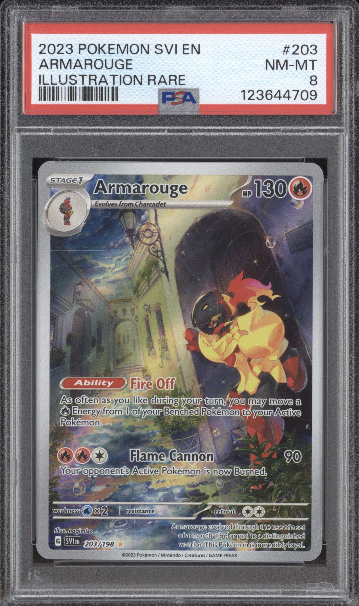 2023 Pokemon Scarlet & Violet SVI 203 Armarouge Illustration Rare PSA 8