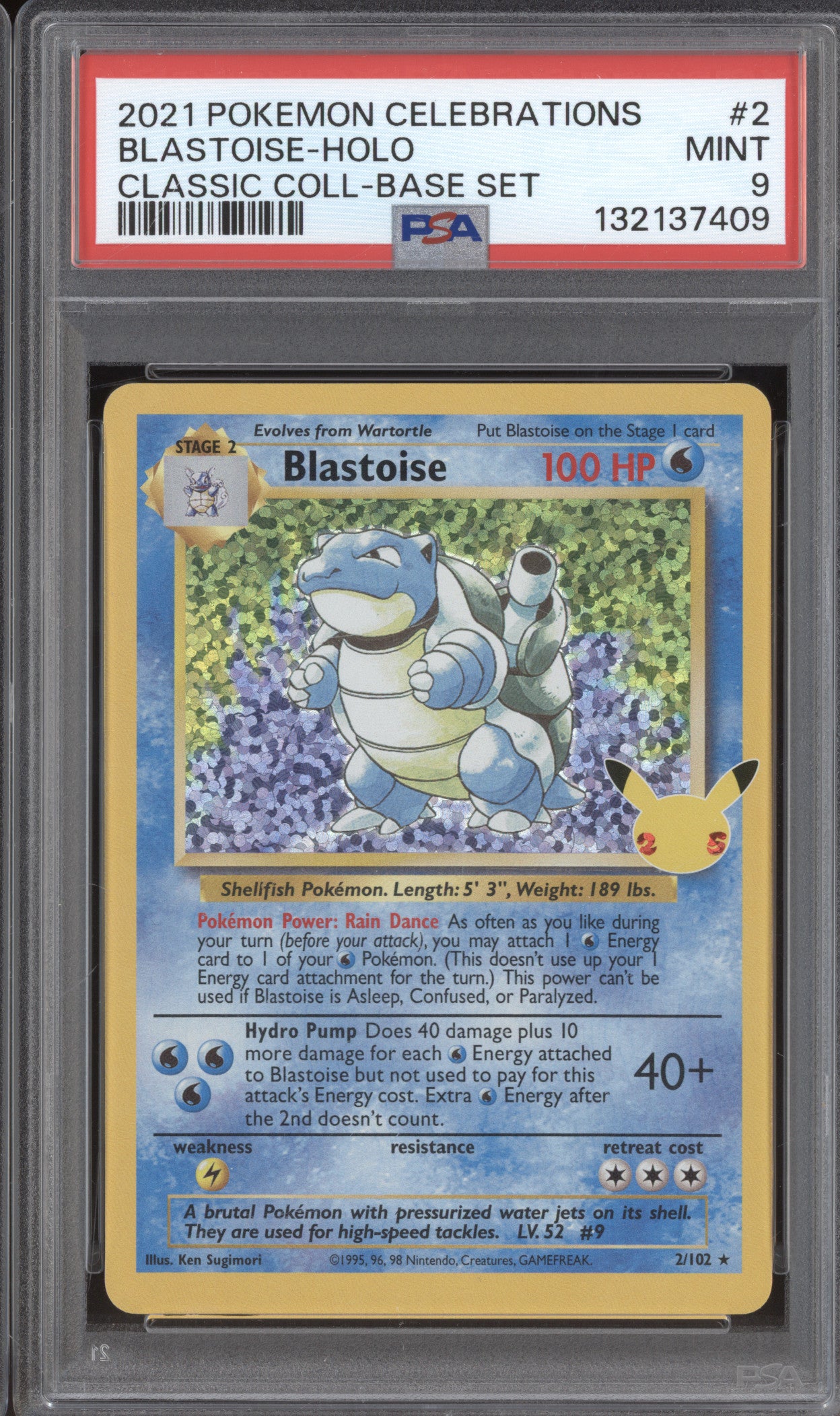 2021 Pokemon Celebrations 2/102 Blastoise Holo PSA 9