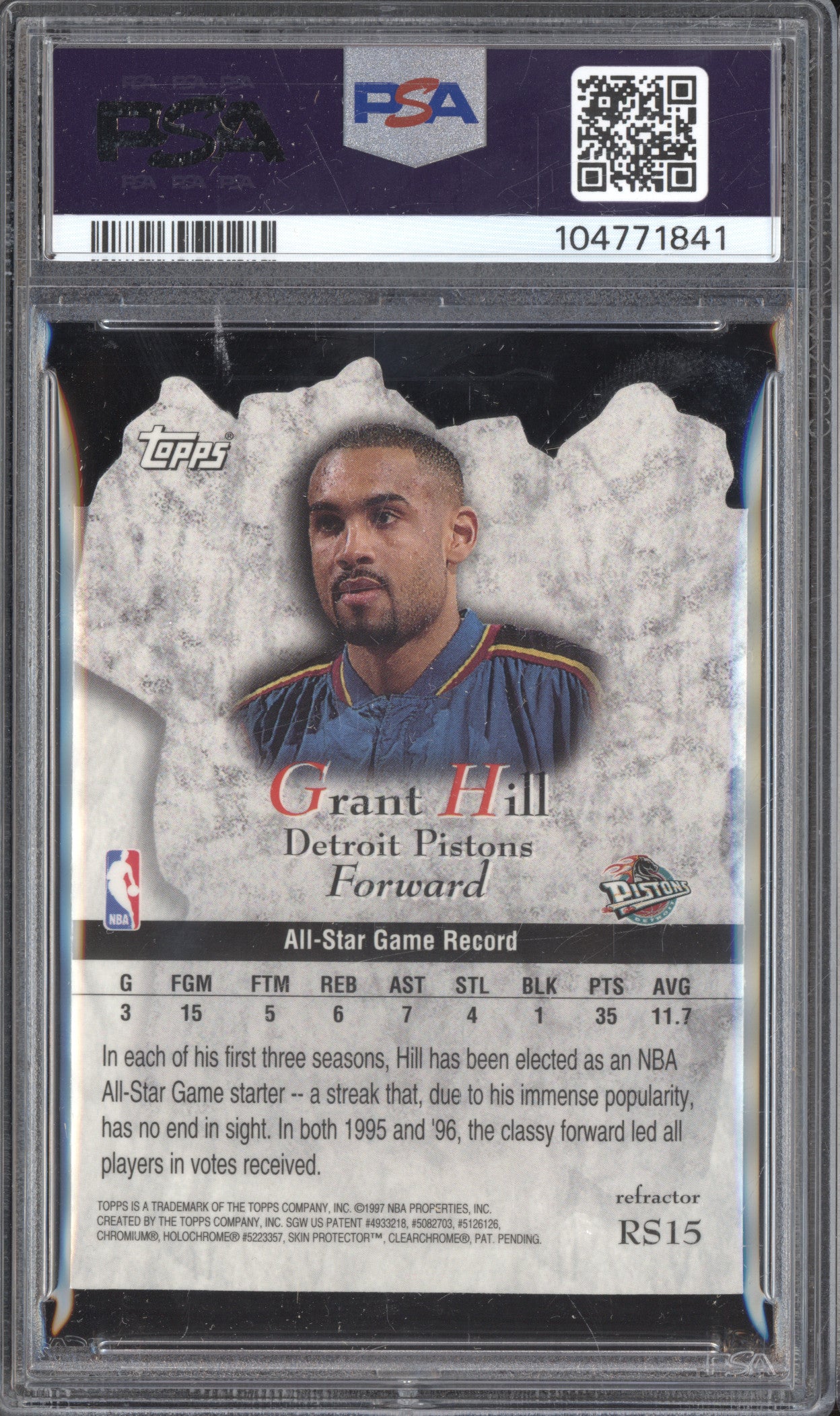 Grant Hill 1997-98 Topps RS15 Rock Stars Refractor PSA 5