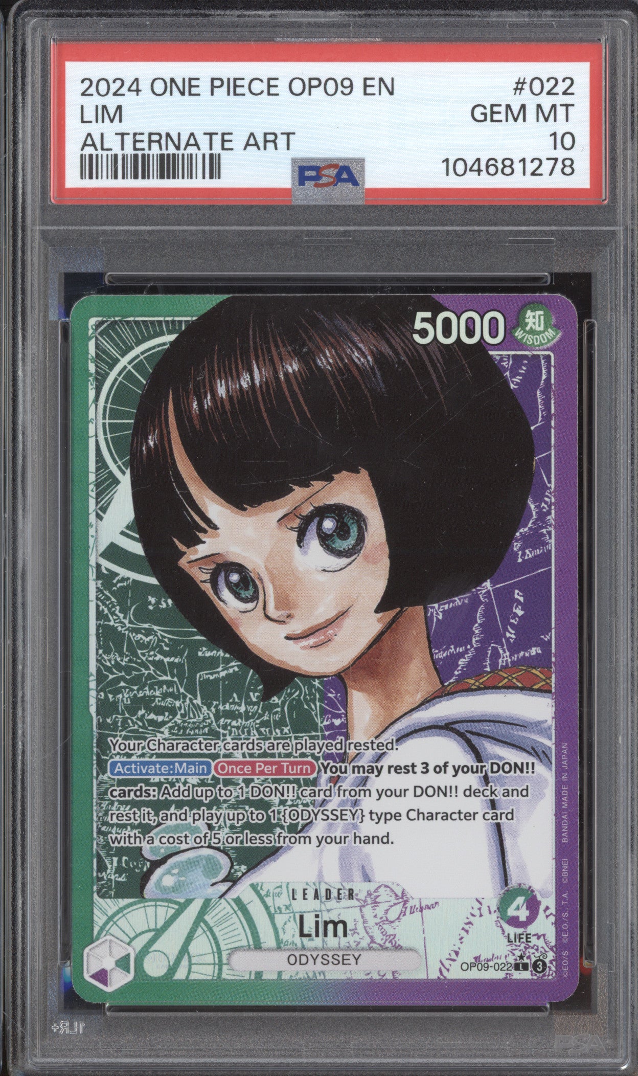 Lim 2024 One Piece Emperors in the New World OP09-022 Alternate Art PSA 10