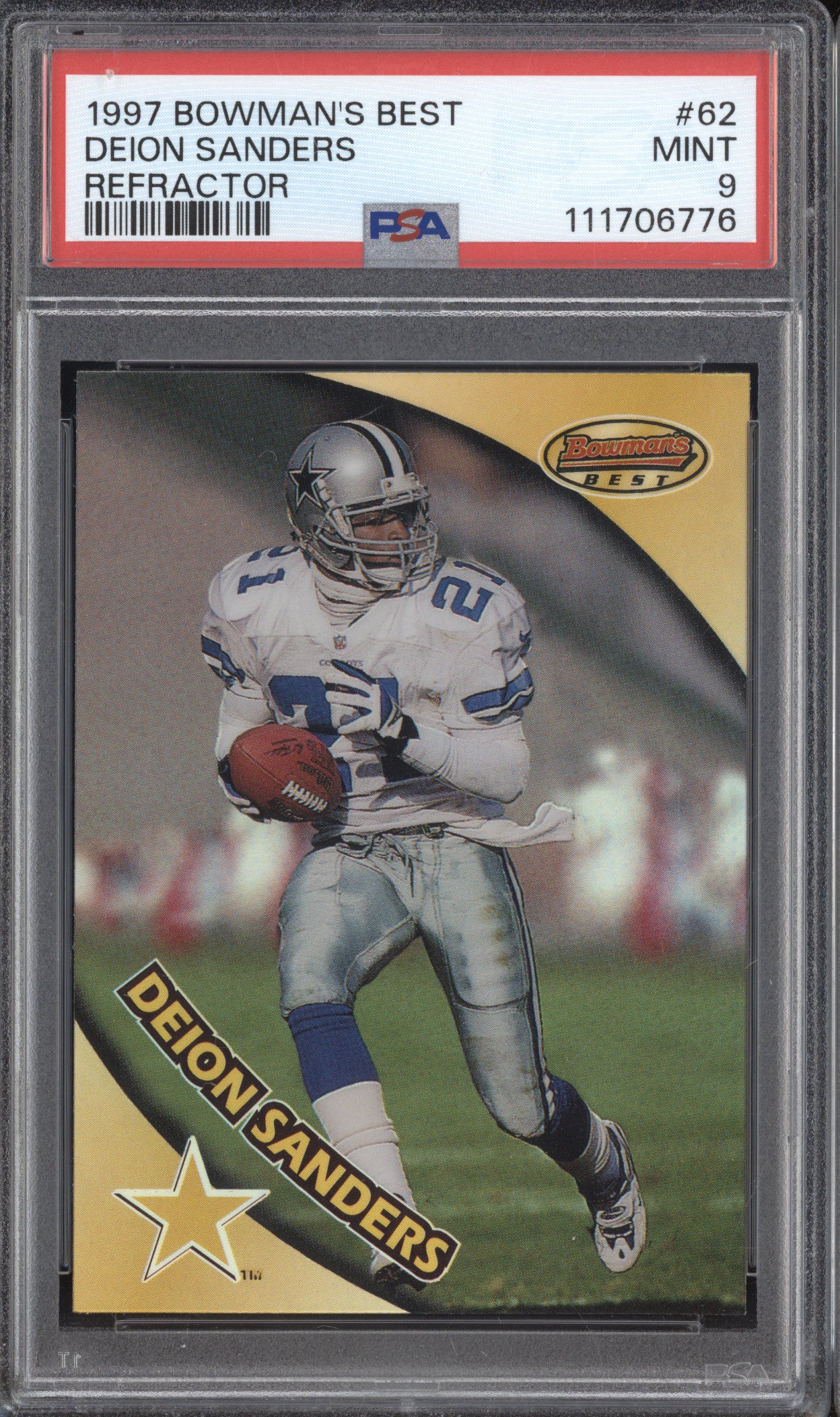 Deion Sanders 1997 Bowman's Best 62 Refractor PSA 9