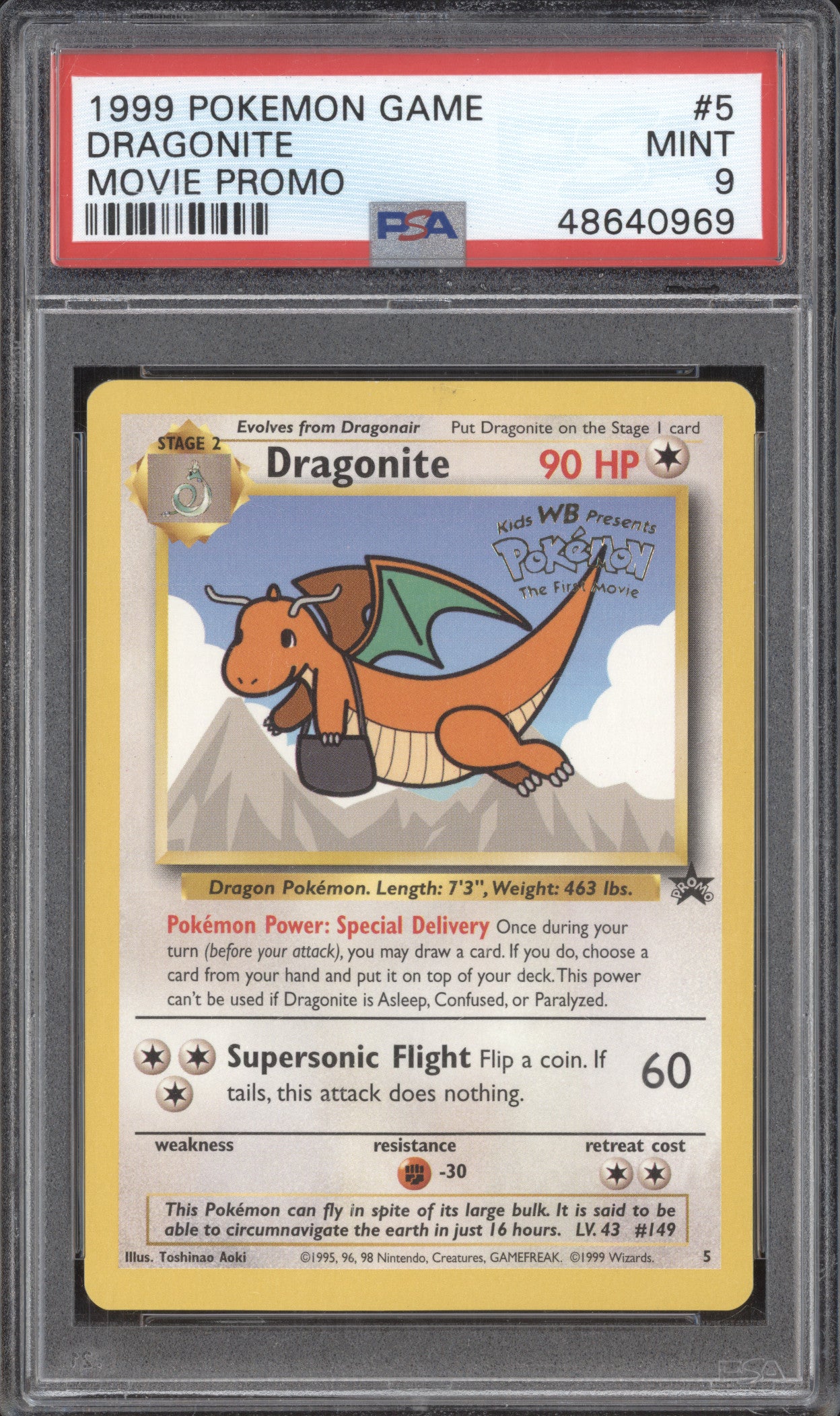 Dragonite 1999 Pokemon Wizards of the Coast Promos 5 Movie Promo PSA 9