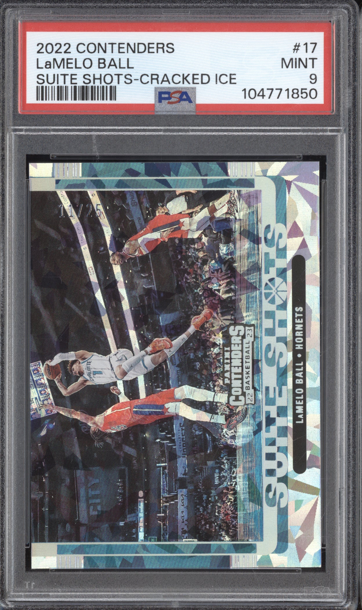LaMelo Ball 2022-23 Panini Contenders 17 Suite Shots Cracked Ice 11/25 PSA 9