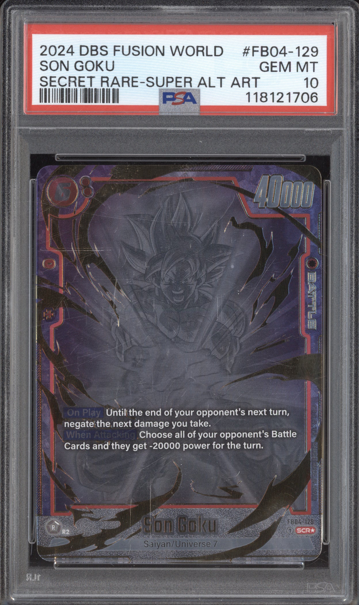 Son Goku 2024 DBS Fusion World Ultra Limit 129 Secret Rare Super Alt Art PSA 10