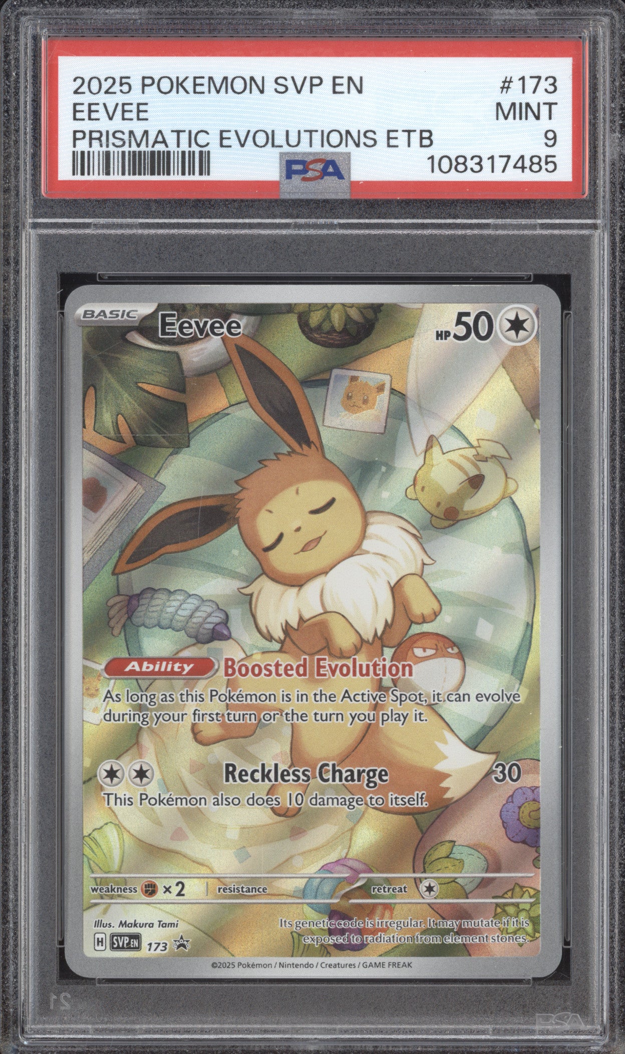Eevee 2025 Pokemon S&V Promos 173 Prismatic Evolutions ETB Promo PSA 9