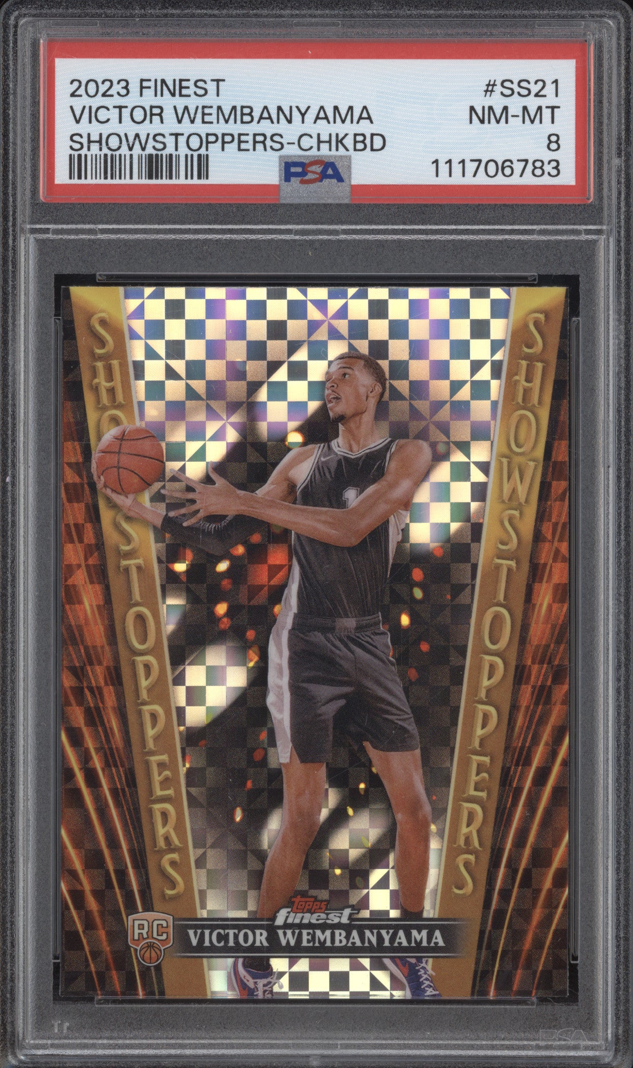 Victor Wembanyama 2023-24 Topps Finest SS21 Showstoppers Checkerboard RC PSA 8
