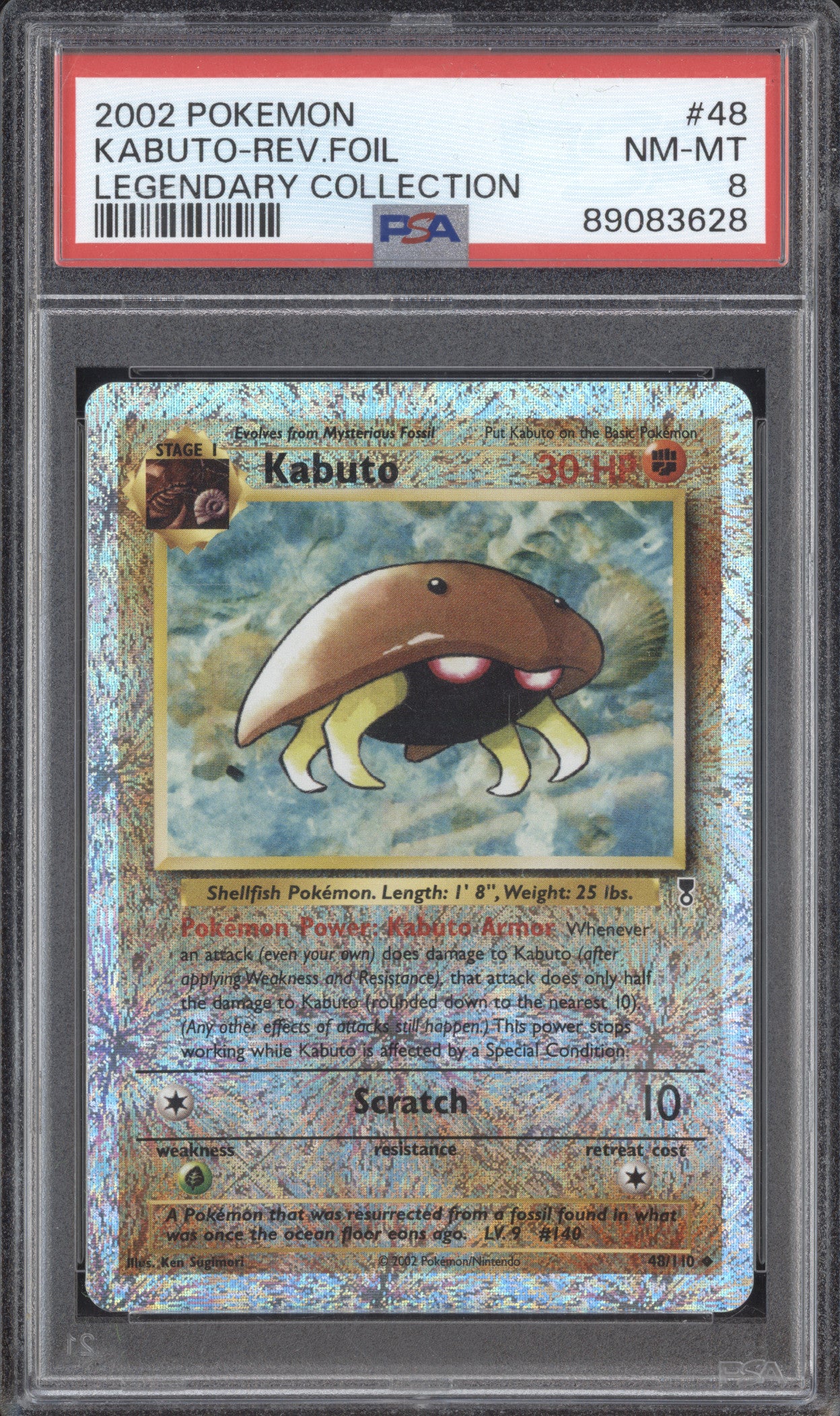 Kabuto 2002 Pokemon Legendary Collection 48/110 Reverse Foil PSA 8