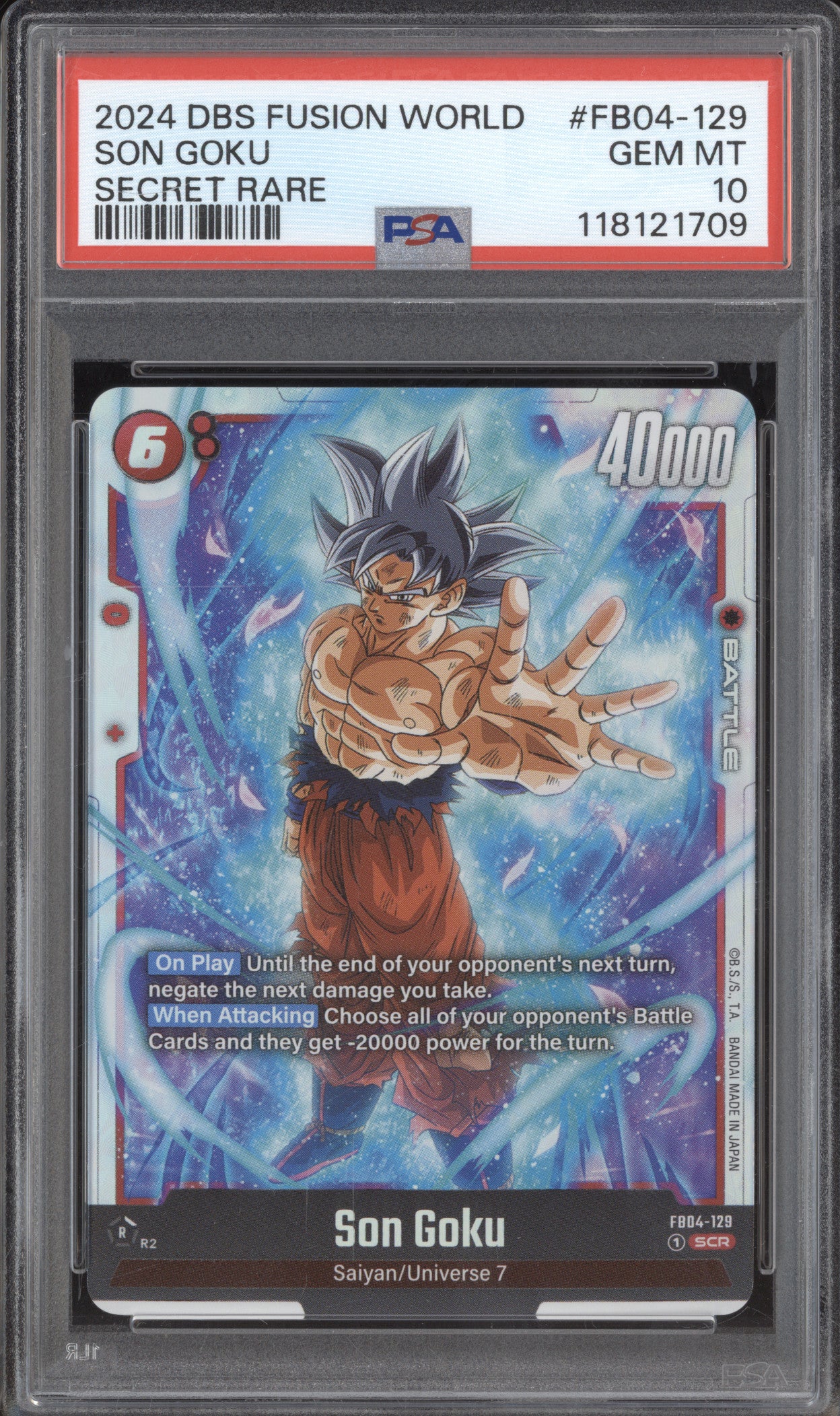 Son Goku 2024 DBS Fusion World Ultra Limit FB04-129 Secret Rare PSA 10