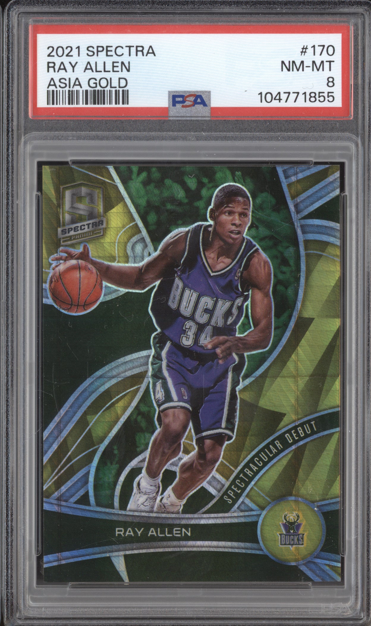 Ray Allen 2021-22 Panini Spectra 170 Asia Gold 2/10 PSA 8