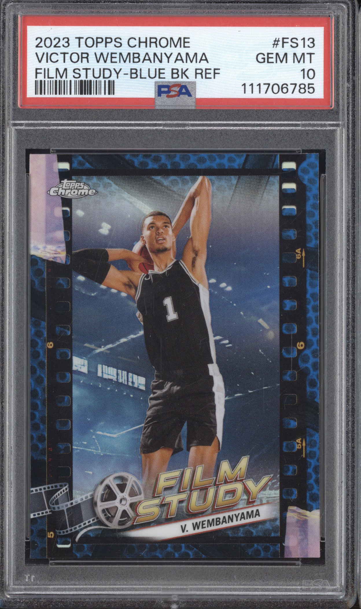 Victor Wembanyama 2023-24 Topps Chrome FS13 Film Study Blue Basketball RC PSA 10