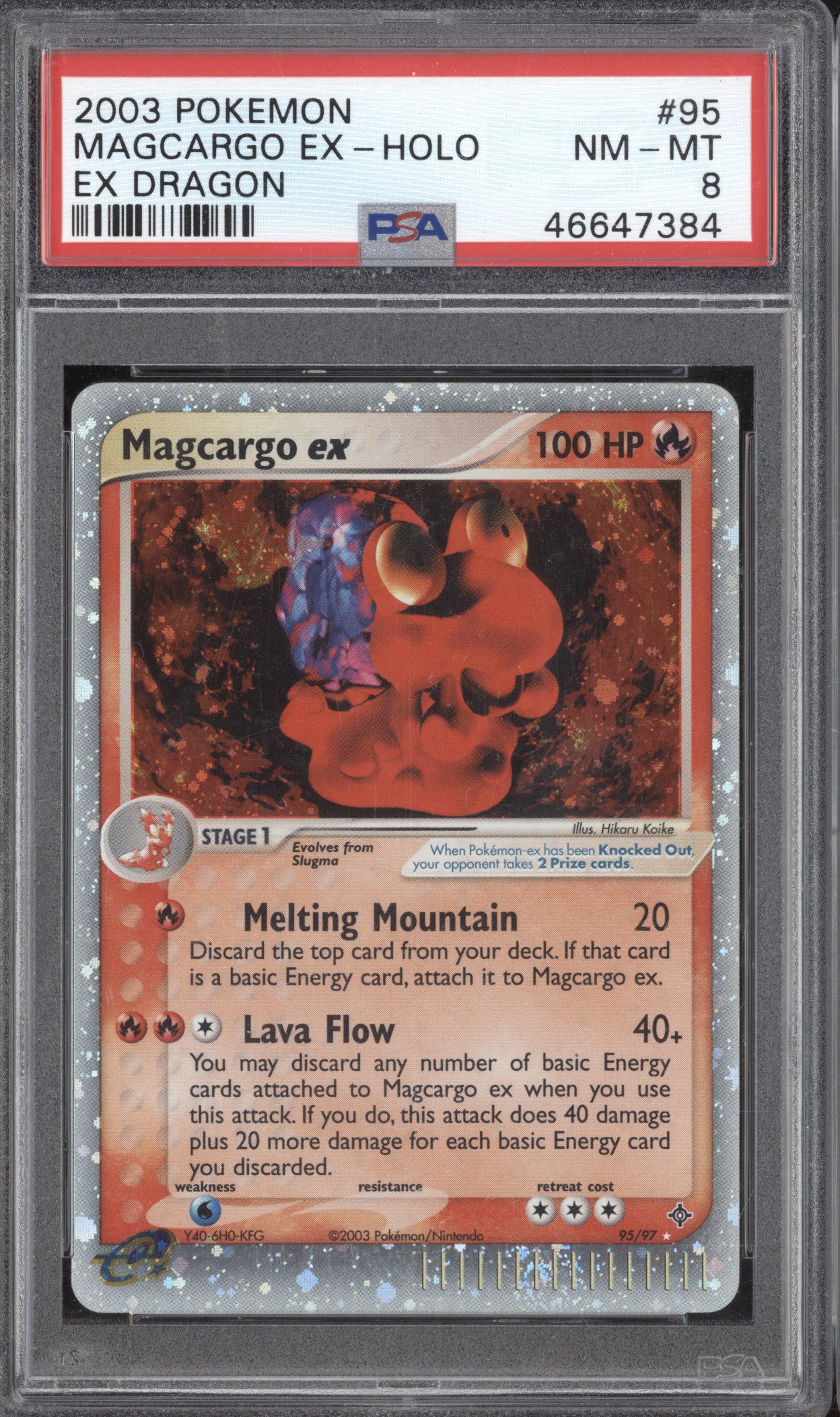 Magcargo ex 2003 Pokemon EX Dragon 95/97 Holo PSA 8