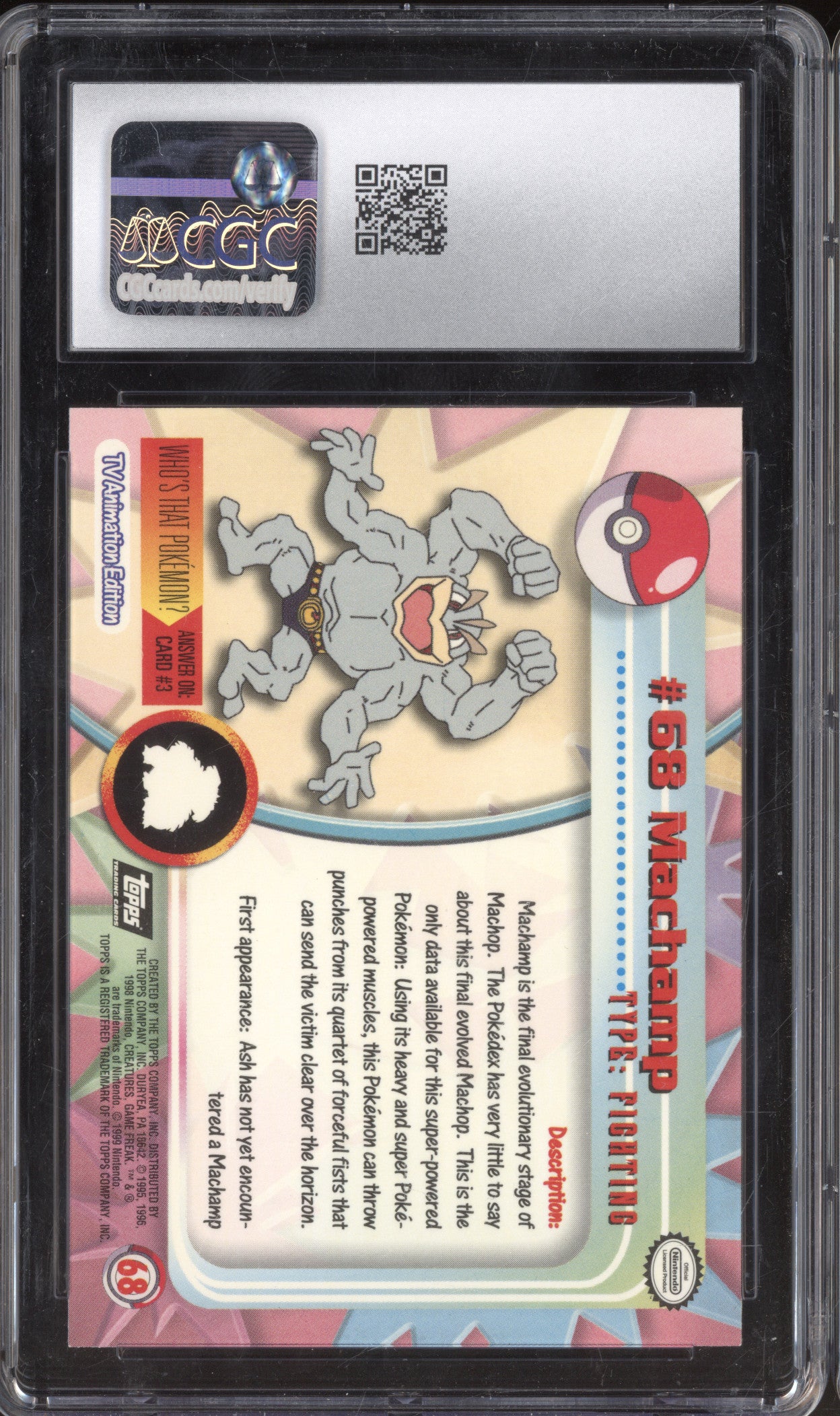 1999 Topps Series 1 68 Machamp CGC 10