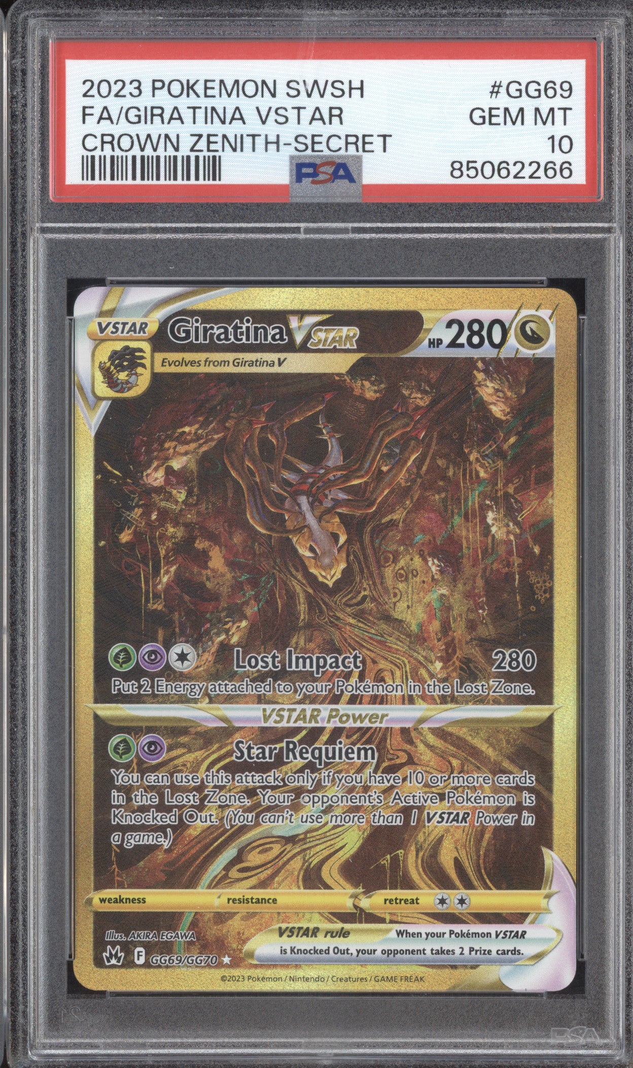 Giratina VStar 2023 Pokemon Crown Zenith GG69/GG70 Secret Rare PSA 10