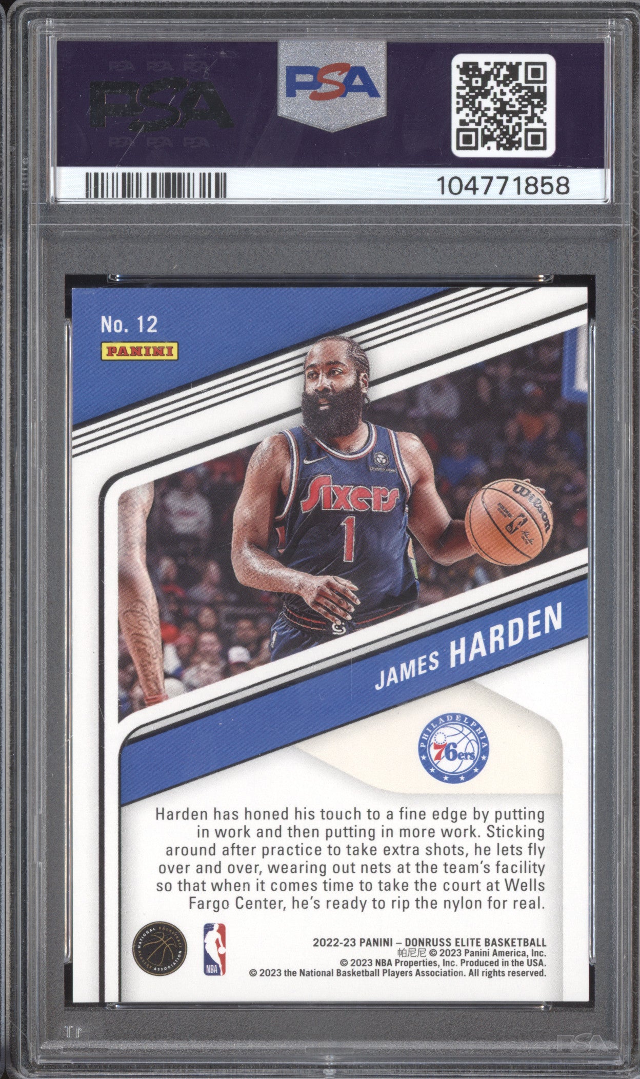 James Harden 2022-23 Panini Donruss Elite 12 Asia Hyper Gold 2/10 PSA 9
