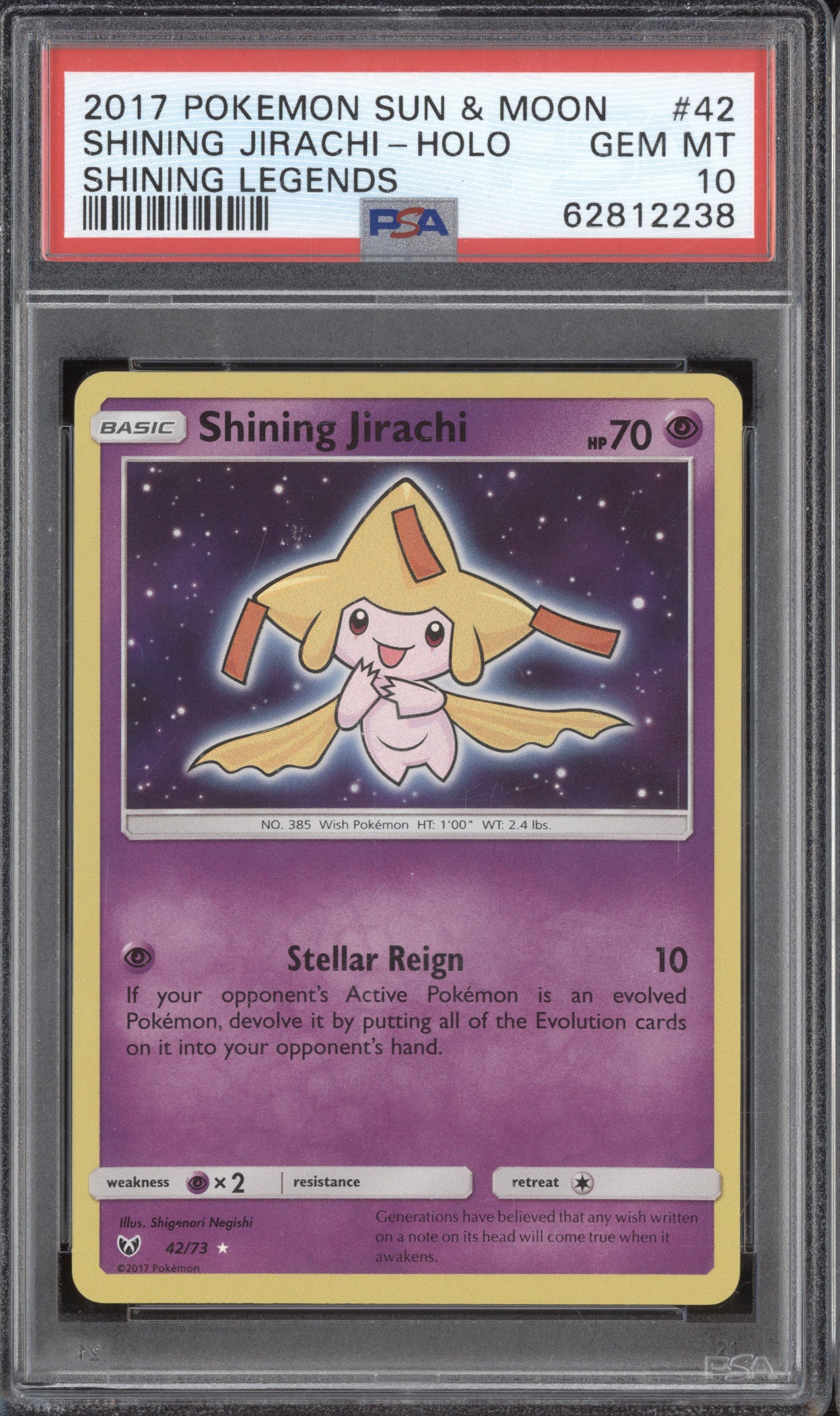 Shining Jirachi 2017 Pokemon Shining Legends 42/73 Holo PSA 10