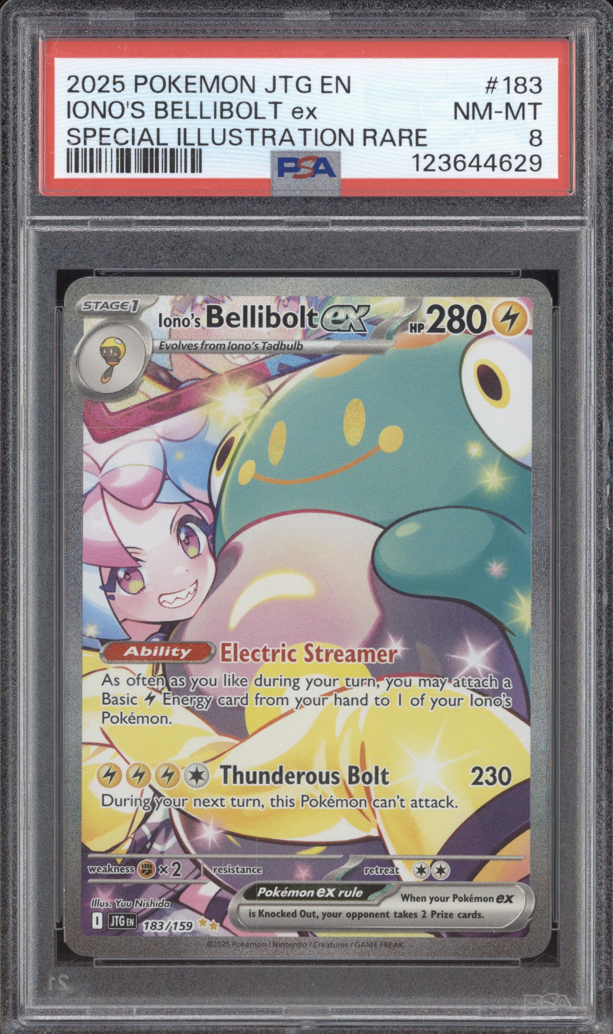 2025 Pokemon Journey Together 183 Iono's Bellibolt ex Special Illustration PSA 8