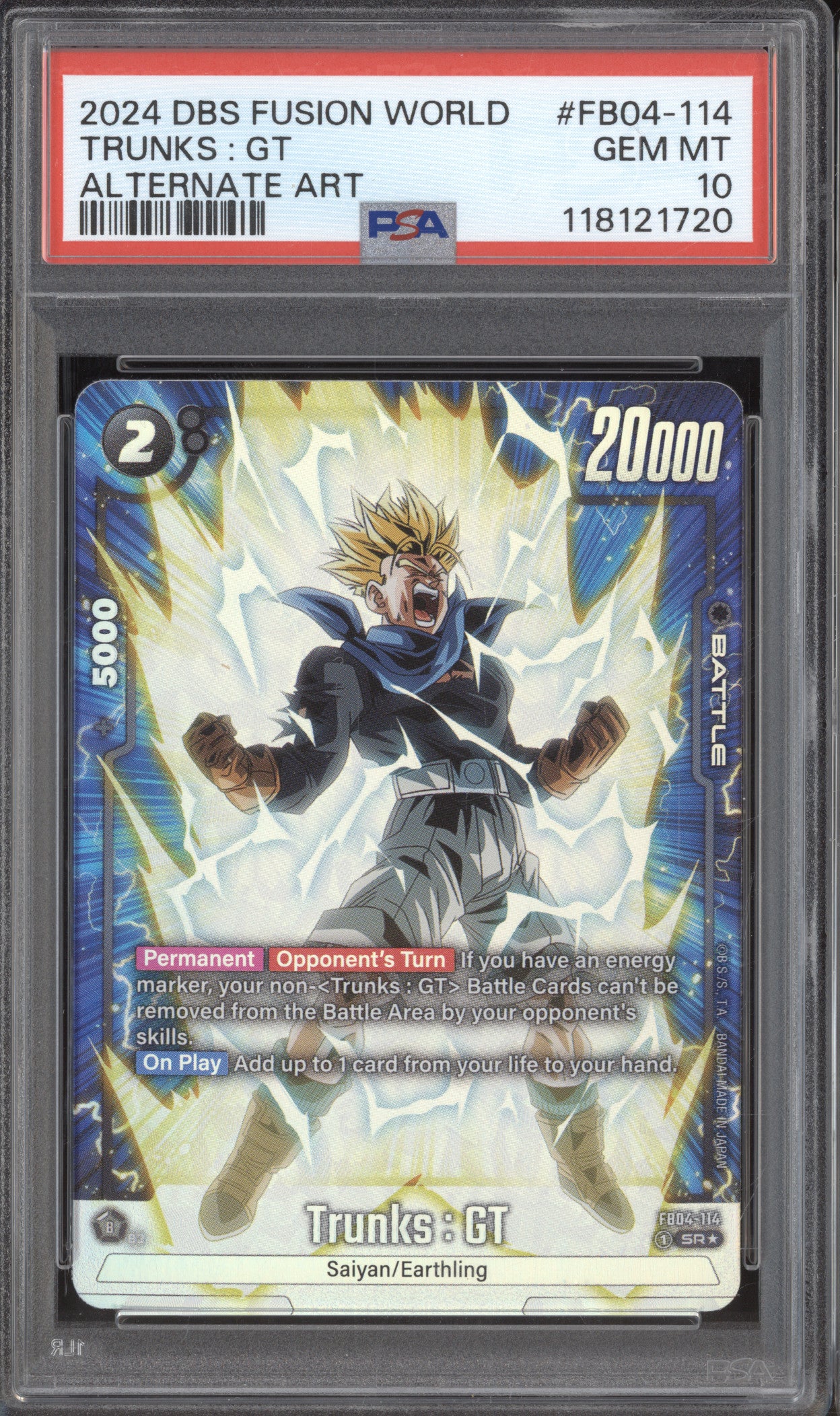 Trunks : GT Dragon Ball Super Fusion World Ultra Limit FB04-114 Alt Art PSA 10