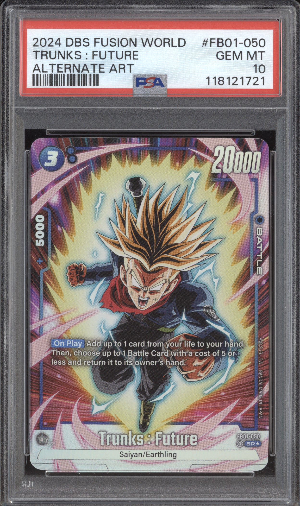 Trunks : Future 2024 DBS Fusion World Awakened Pulse FB01-050 Alt Art PSA 10
