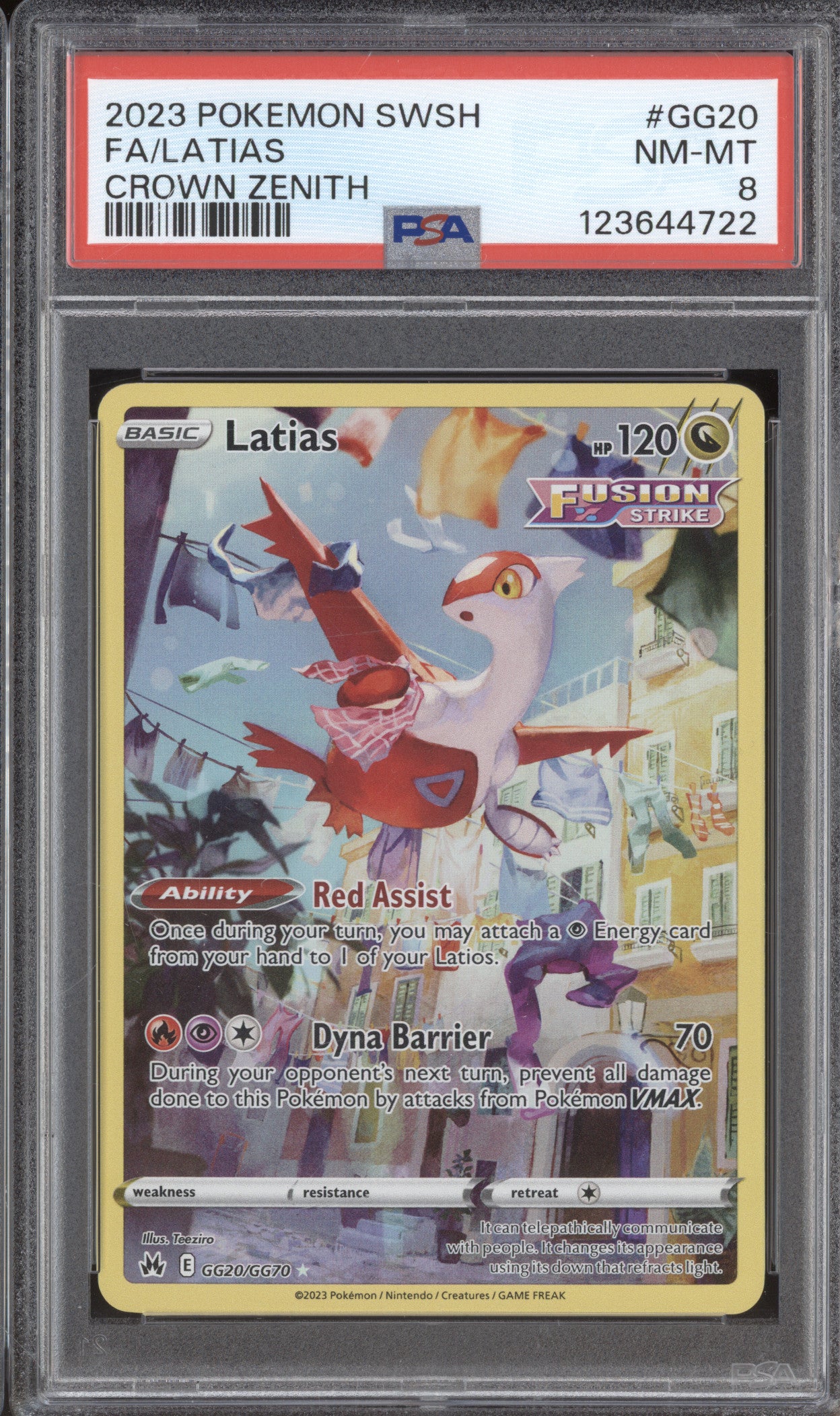 2023 Pokemon Sword & Shield Crown Zenith GG20 Latias Full Art PSA 8