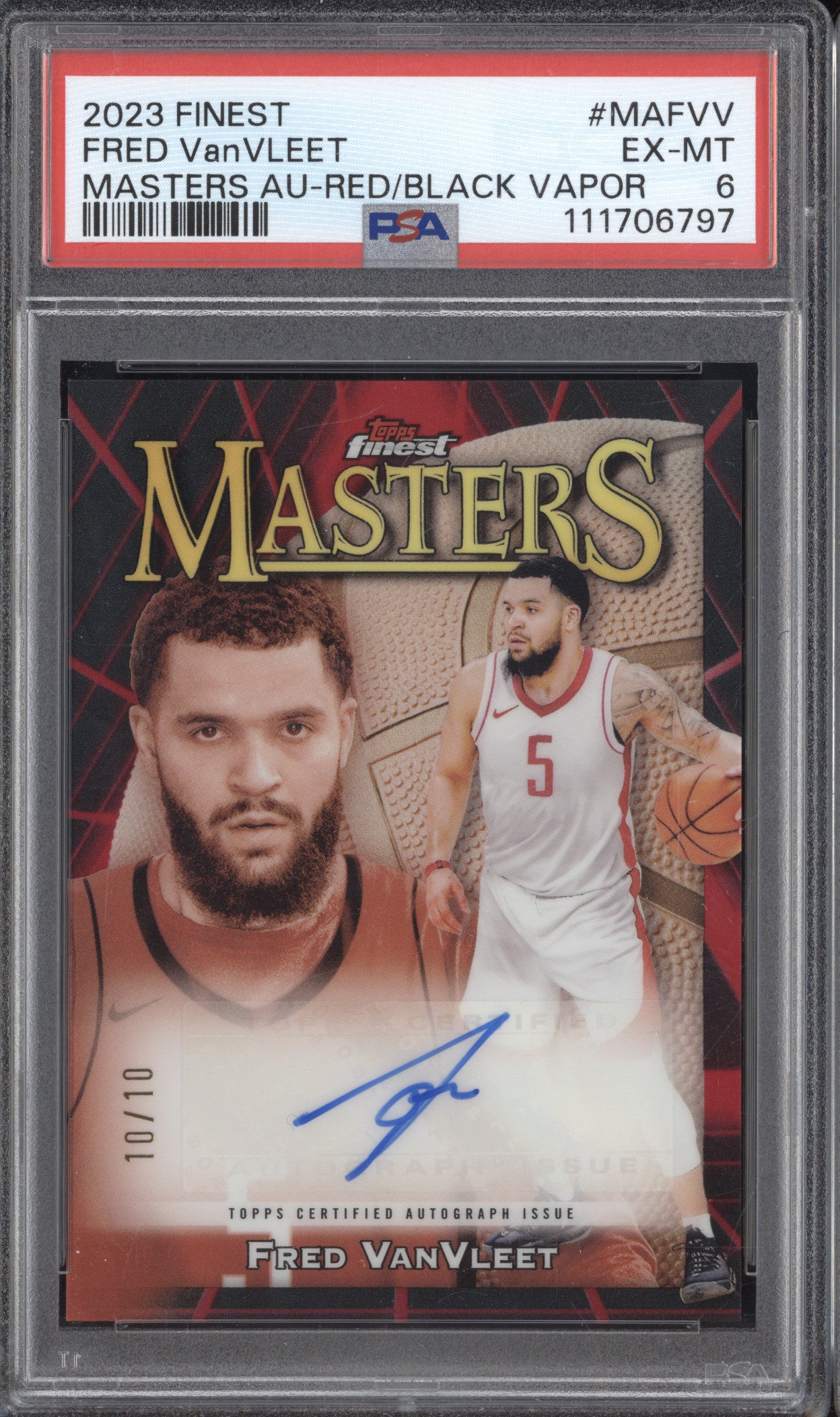 Fred VanVleet 2023-24 Topps Finest Masters Auto Red Black Vapor 10/10 PSA 6