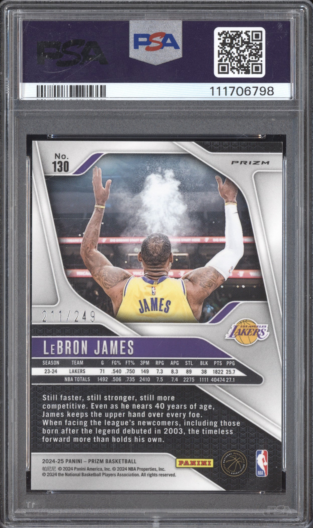 LeBron James 2024-25 Panini Prizm 130 Skewed 211/249 PSA 9