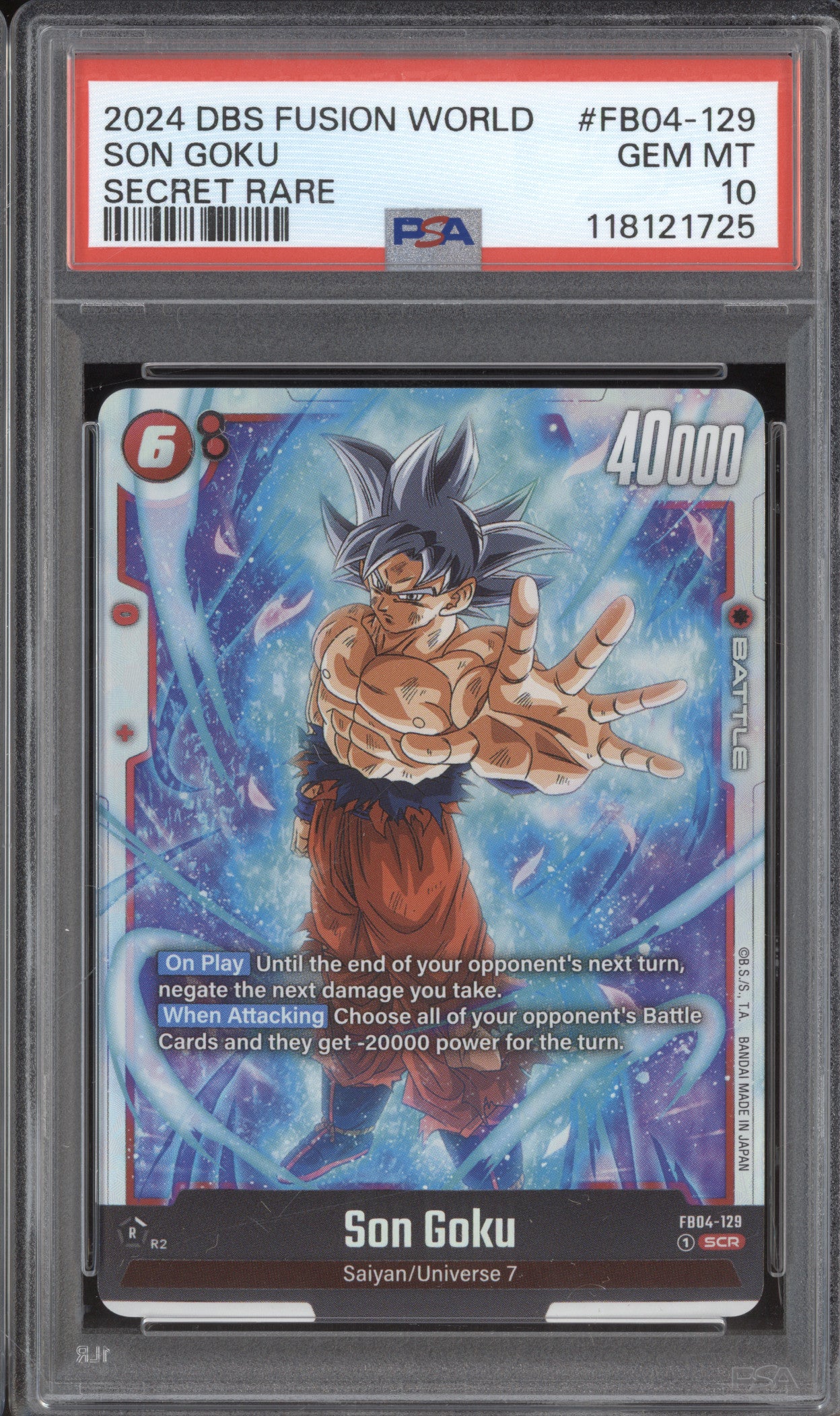 Son Goku 2024 DBS Fusion World Ultra Limit FB04-129 Secret Rare PSA 10