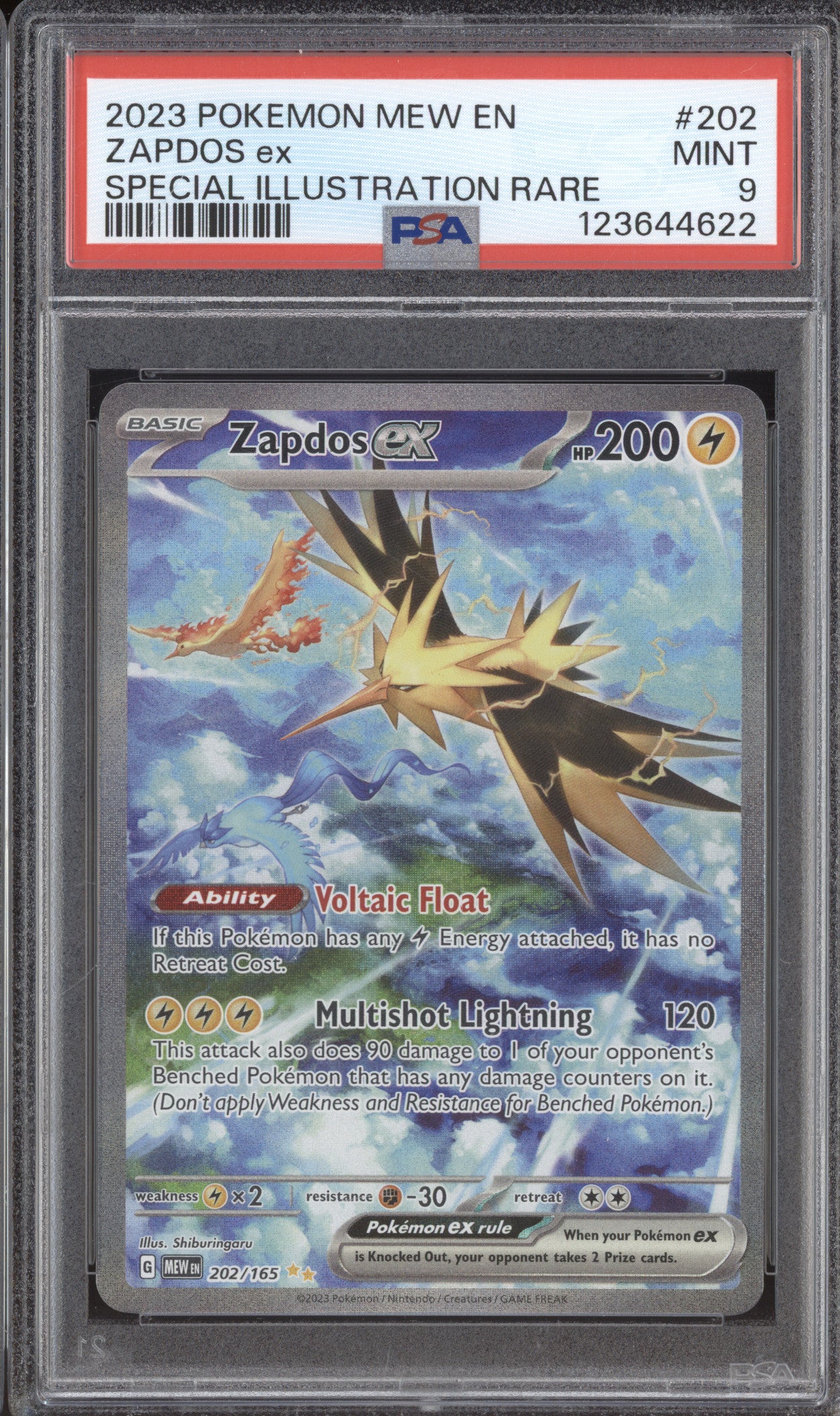 2023 Pokemon Scarlet & Violet 151 MEW 202 Zapdos ex Special Illustration PSA 9