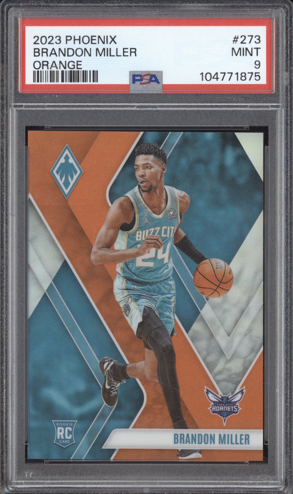 Brandon Miller 2023-24 Panini Phoenix 273 Orange RC 18/99 PSA 9