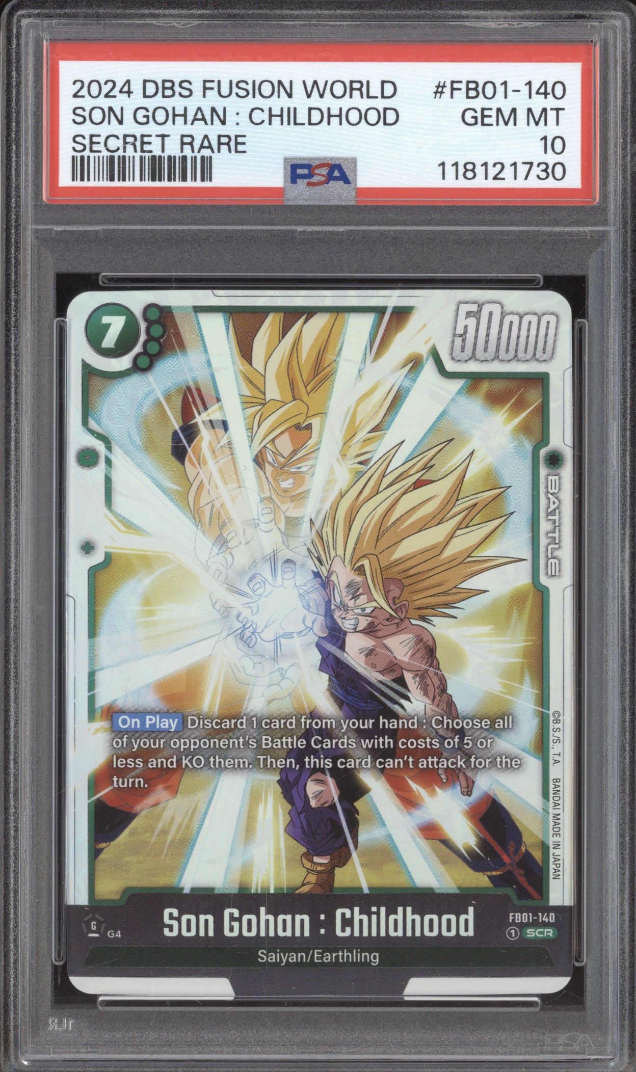 Son Gohan : Childhood DBS Fusion World Awakened Pulse 140 Secret Rare PSA 10