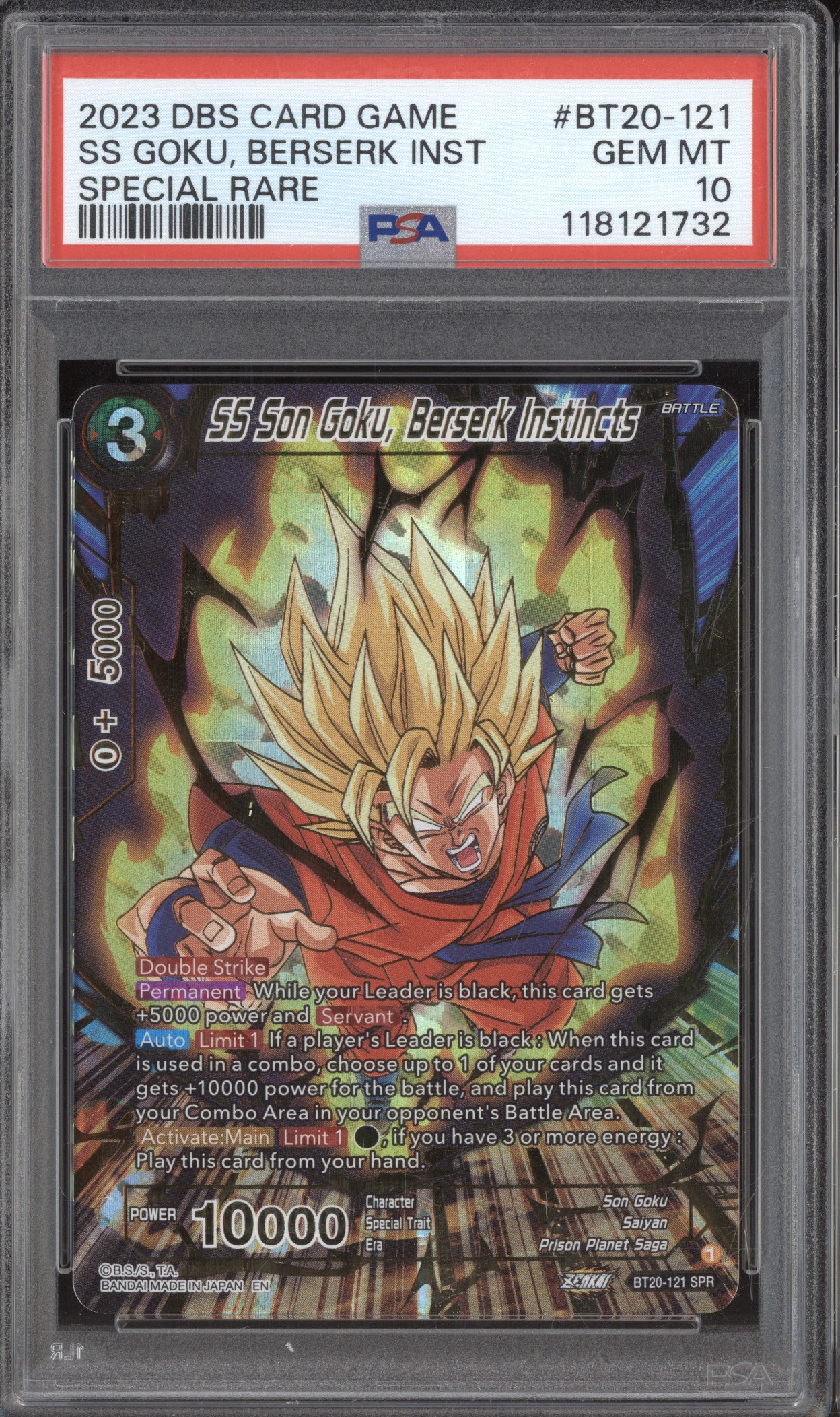 SS Son Goku, Berserk Instincts DBS Power Absorbed BT20-121 Special Rare PSA 10