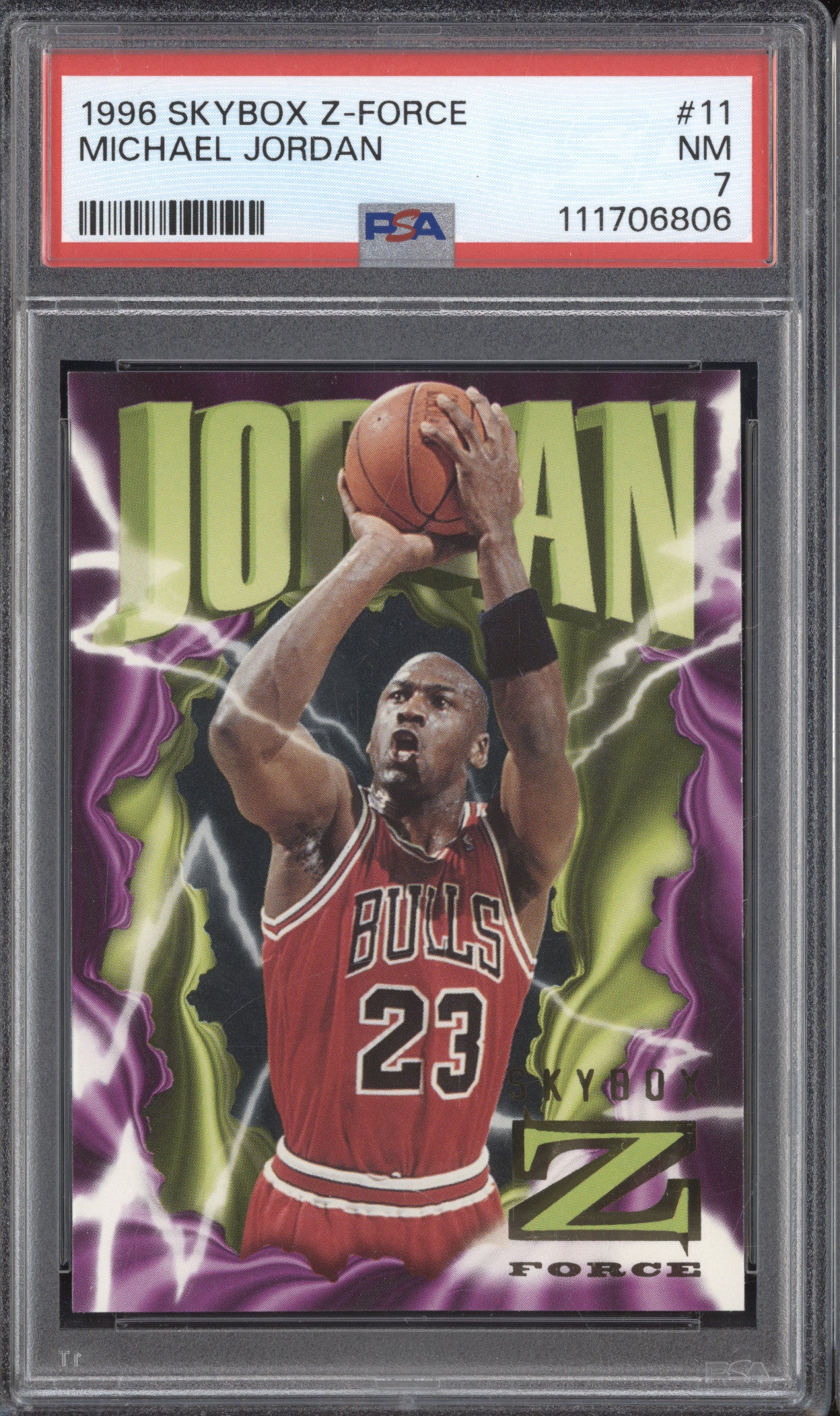 Michael Jordan 1996-97 Skybox Z-Force 11 PSA 7