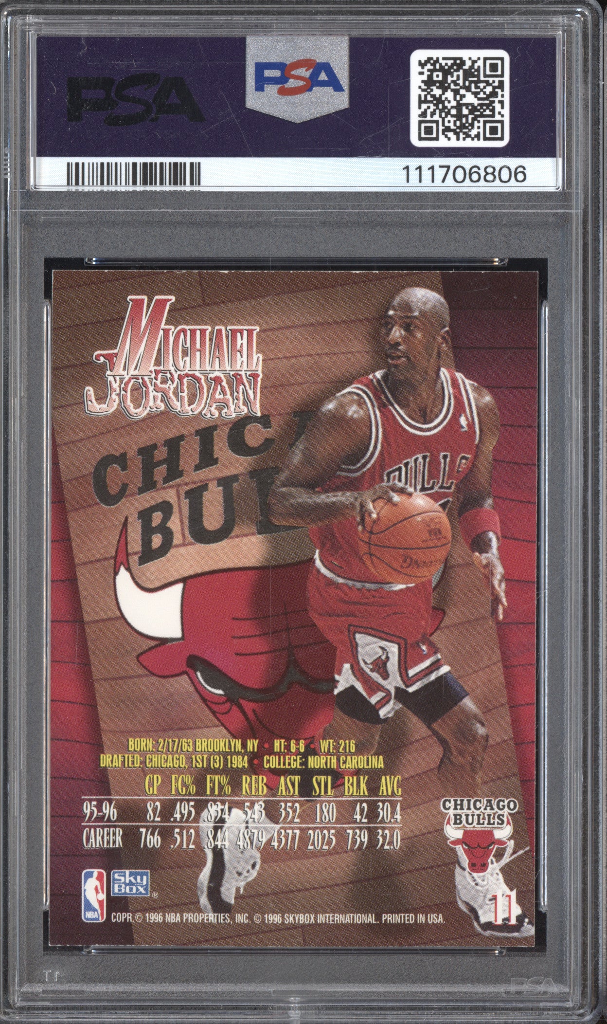 Michael Jordan 1996-97 Skybox Z-Force 11 PSA 7